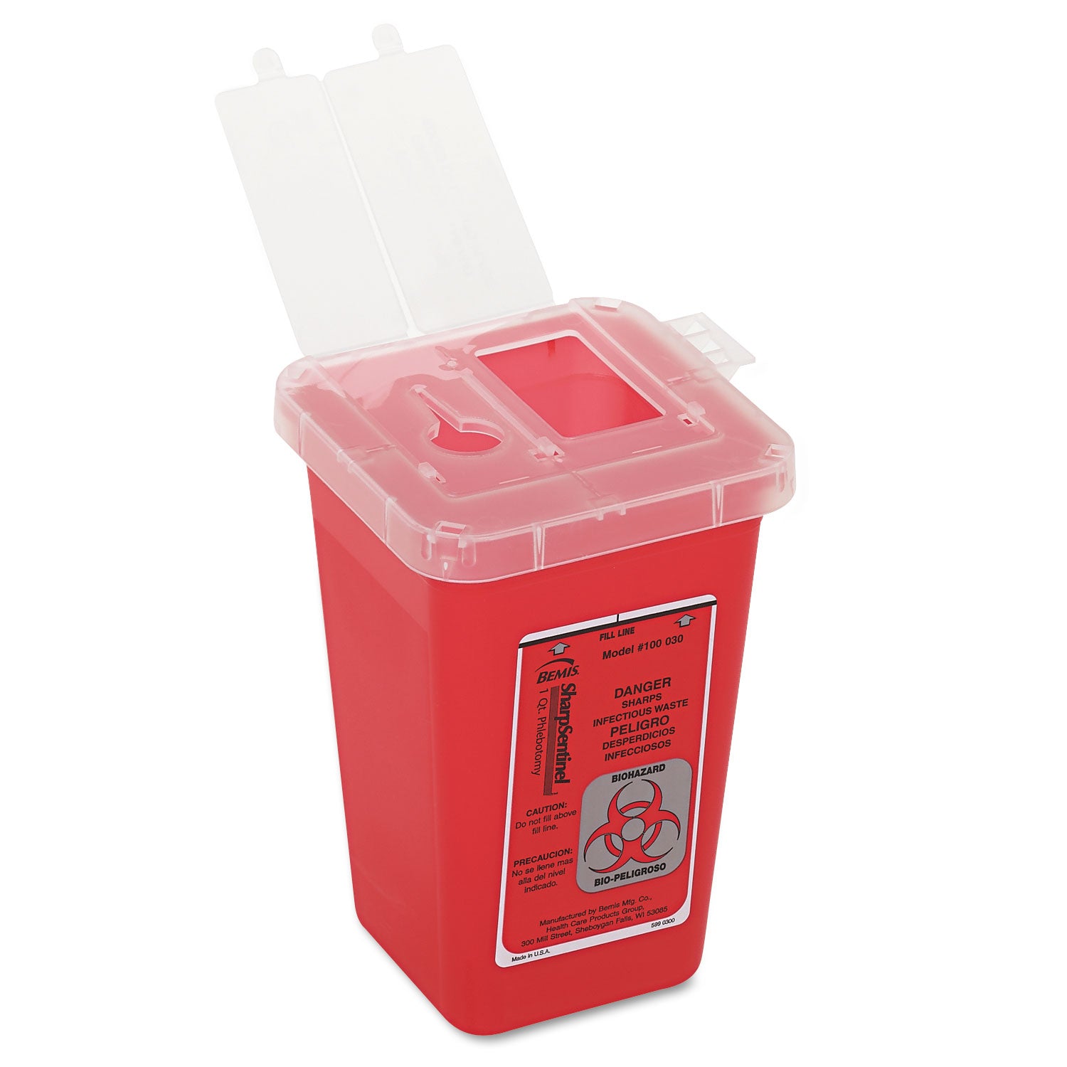 1-Quart Sharps Container, Plastic, Red Impact® Flipcost