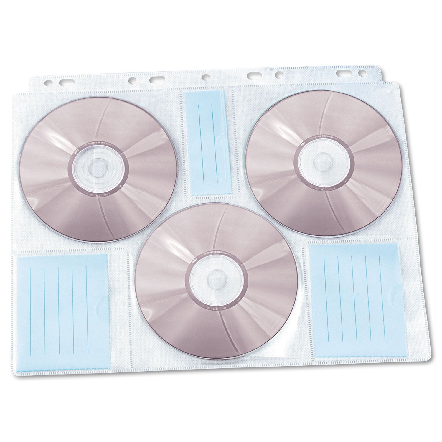 Innovera® Two-Sided CD/DVD Pages for Three-Ring Binder, 6 Disc Capacity, Clear, 10/Pack