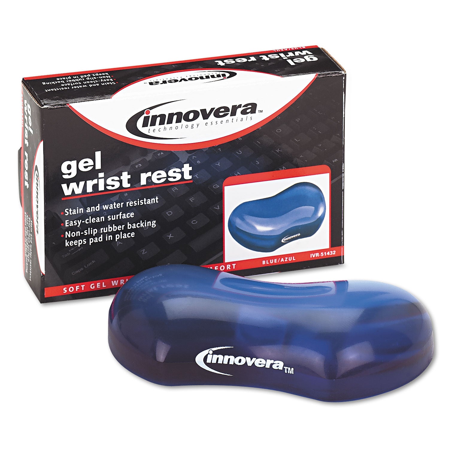 Innovera® Gel Mouse Wrist Rest, 4.75 x 3.12, Blue