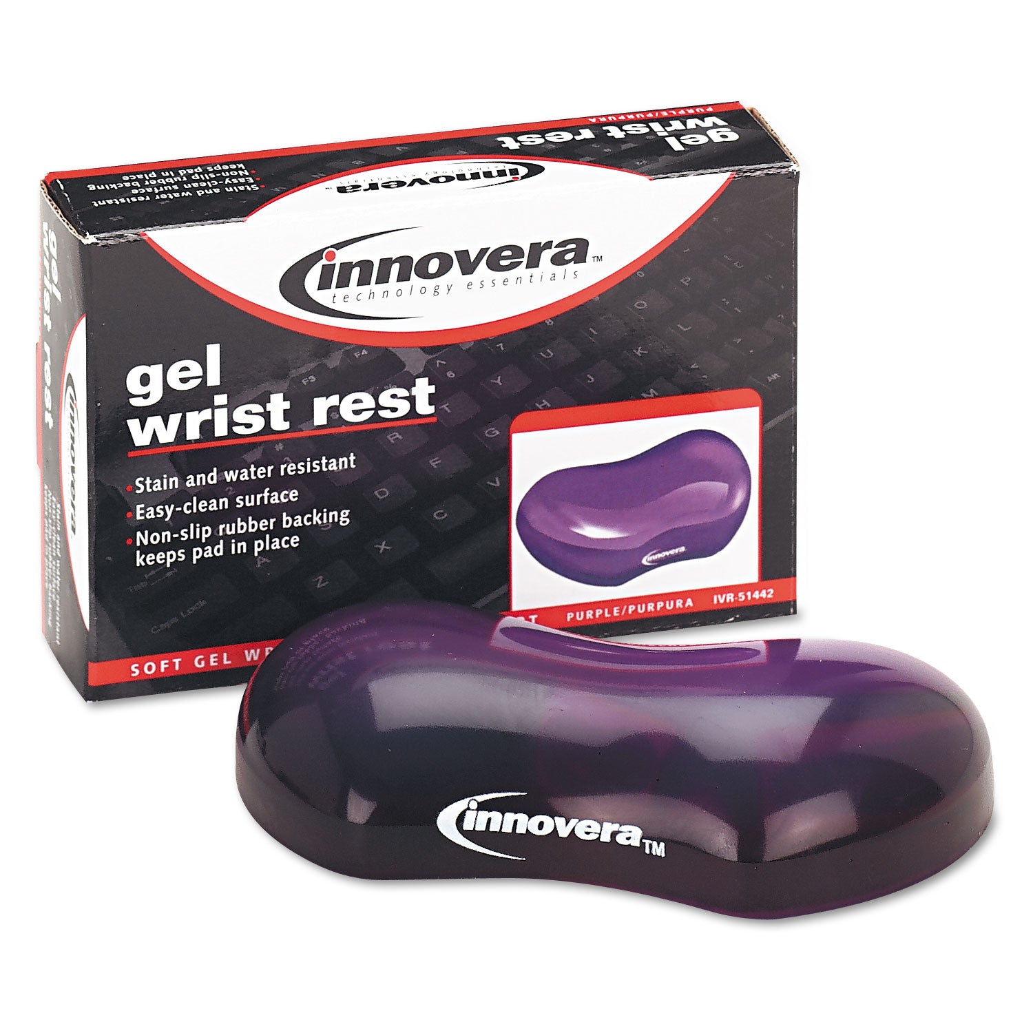 Innovera® Gel Mouse Wrist Rest, 4.75 x 3.12, Purple