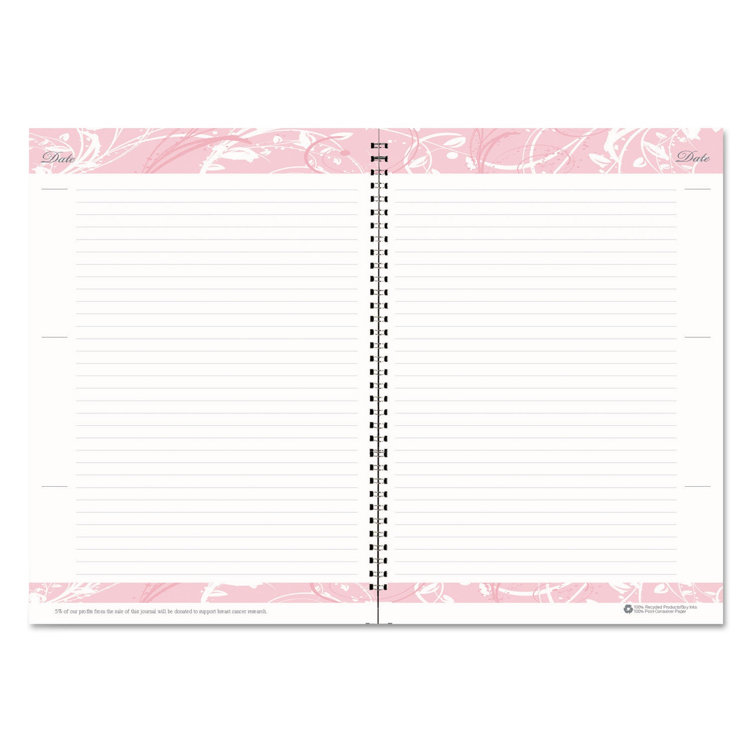 House of Doolittle™ Breast Cancer Awareness Recycled Ruled Monthly Planner/Journal, 10 x 7, Pink Cover, 12-Month (Jan to Dec): 2025