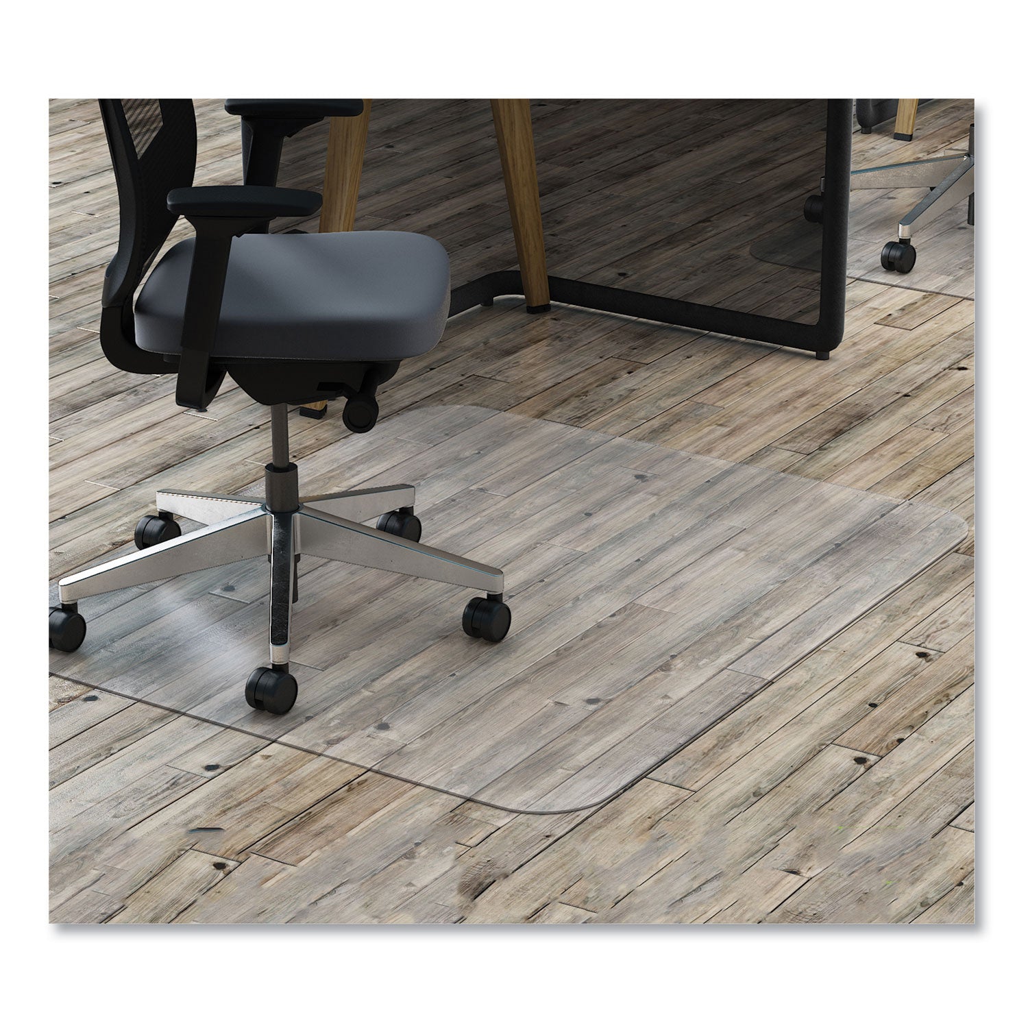 deflecto® EconoMat All Day Use Chair Mat for Hard Floors, Rolled Packed, 45 x 53, Clear