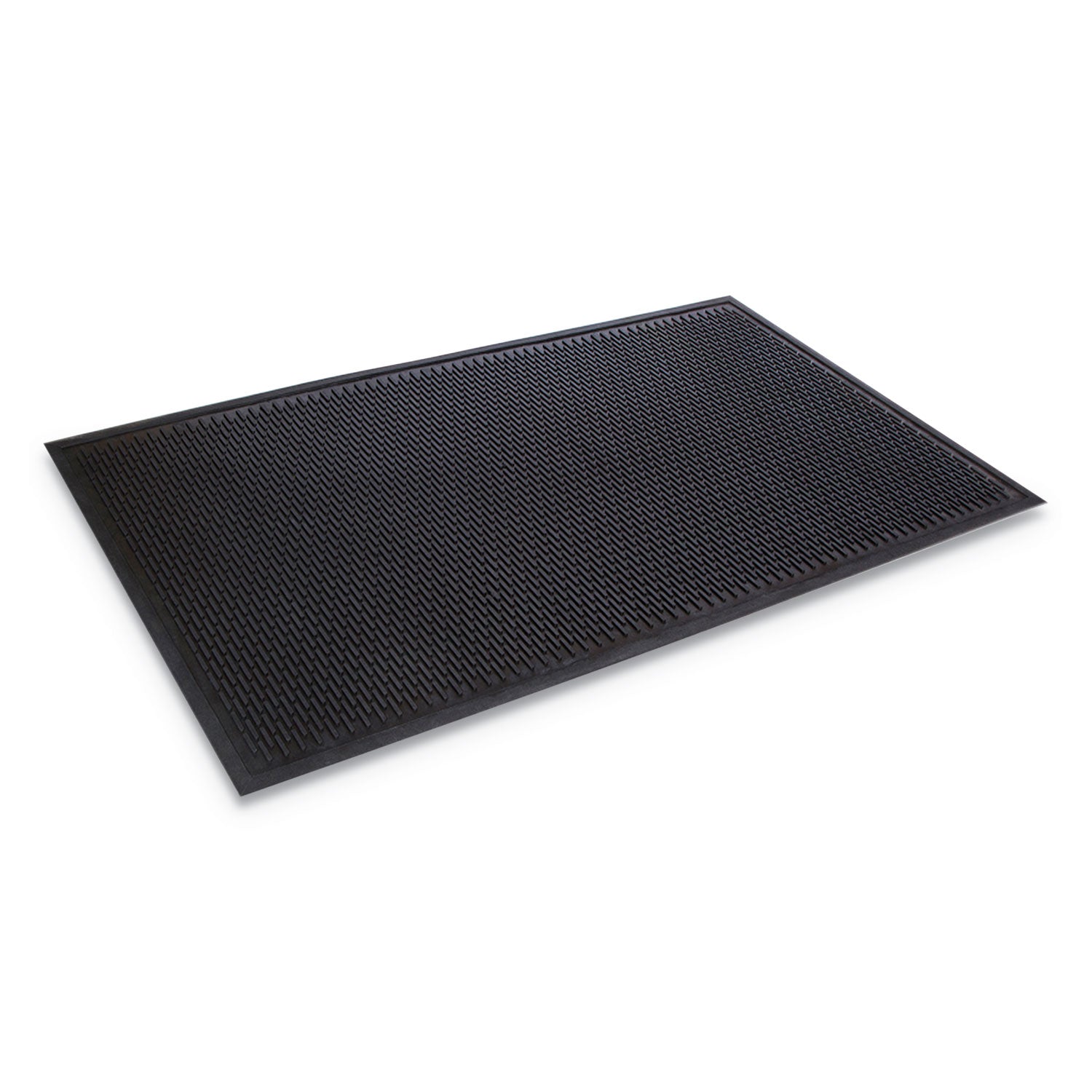 Crown-Tred Indoor/Outdoor Scraper Mat, Rubber, 43.75 x 66.75, Black