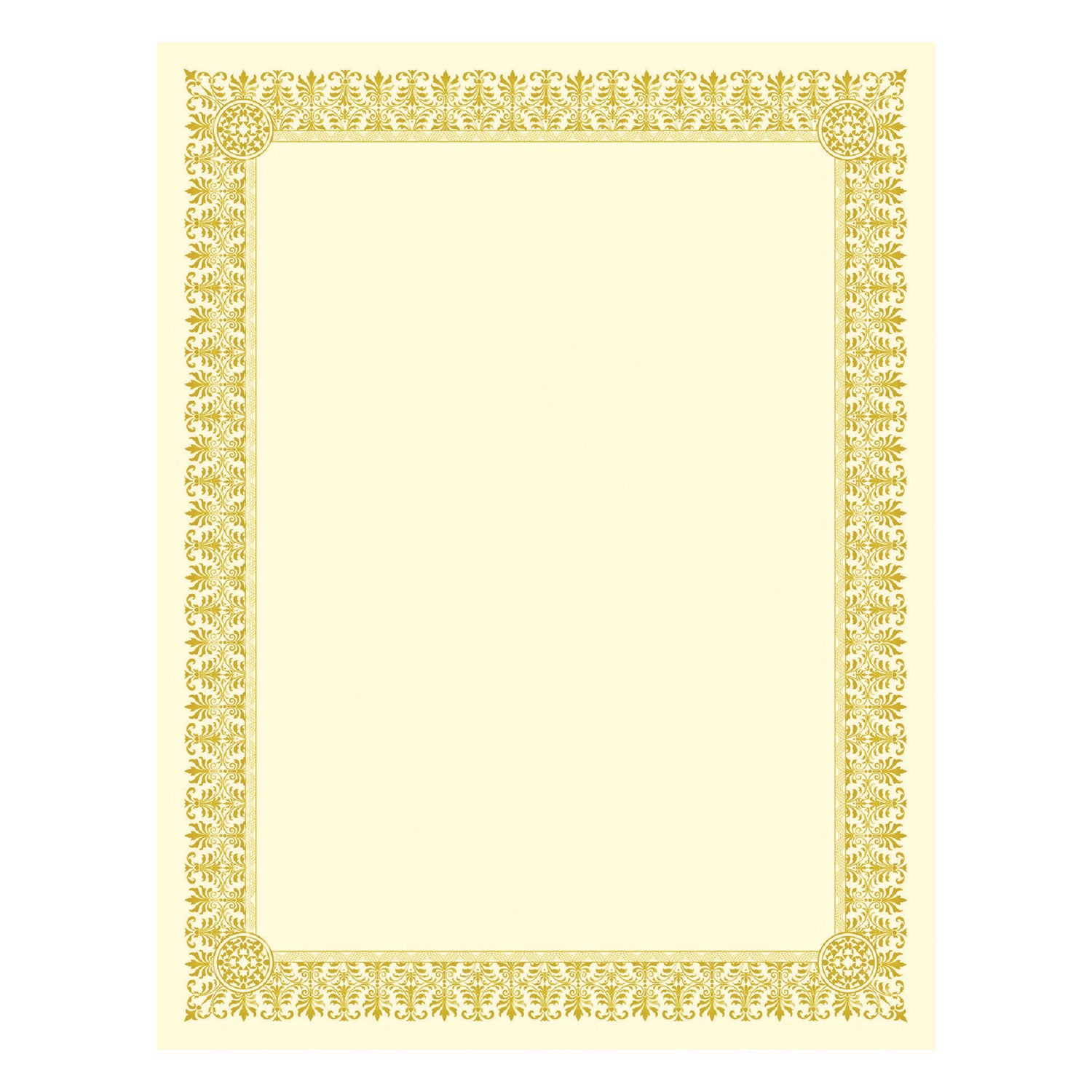 Premium Certificates, 8.5 x 11, Ivory/Gold with Fleur Gold Foil Border, 15/Pack