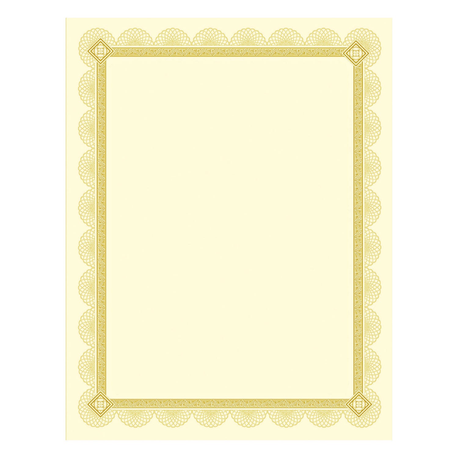 Premium Certificates, 8.5 x 11, Ivory/Gold with Spiro Gold Foil Border,15/Pack