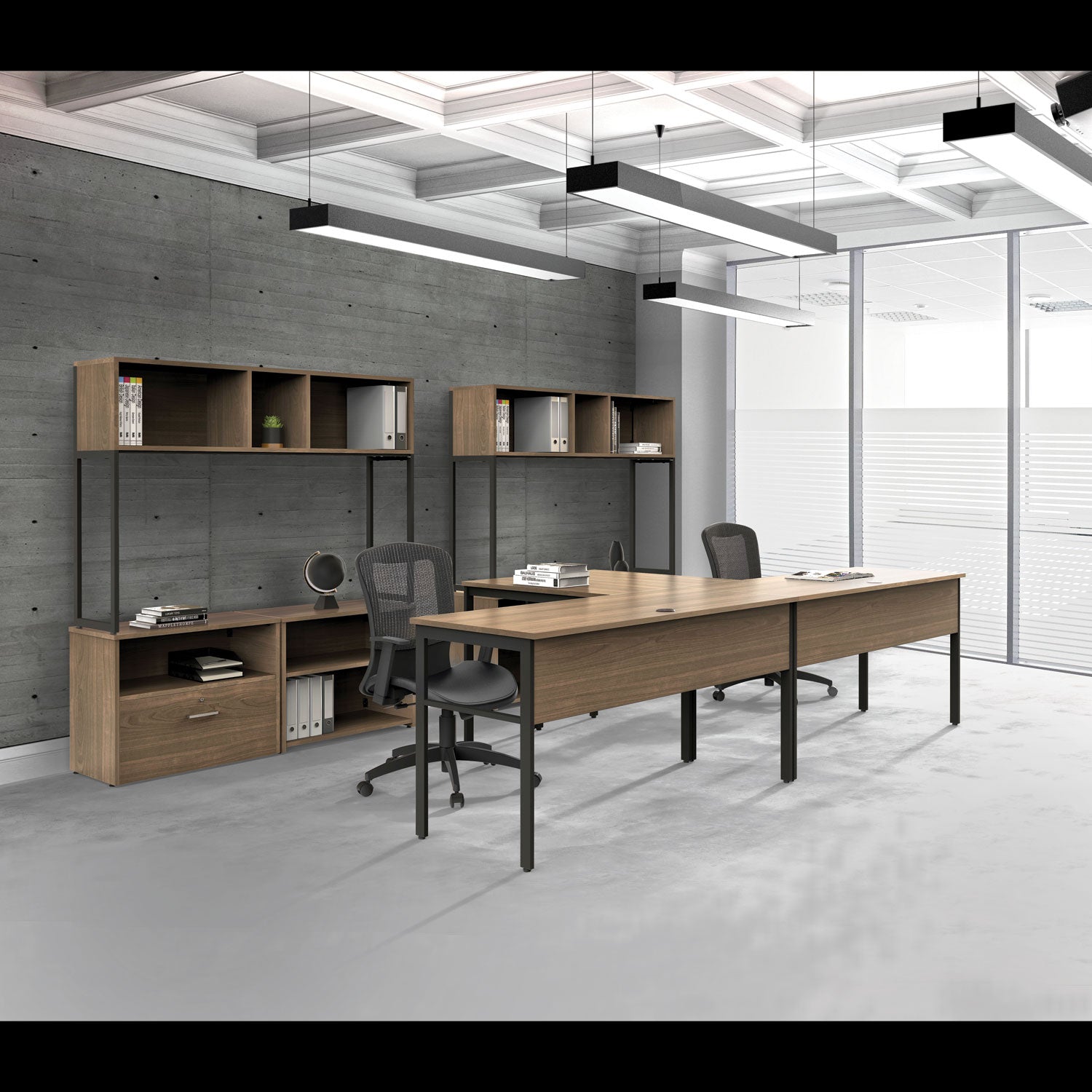 Linea Italia® Urban Series Desk Workstation, 59" x 23.75" x 29.5", Ash