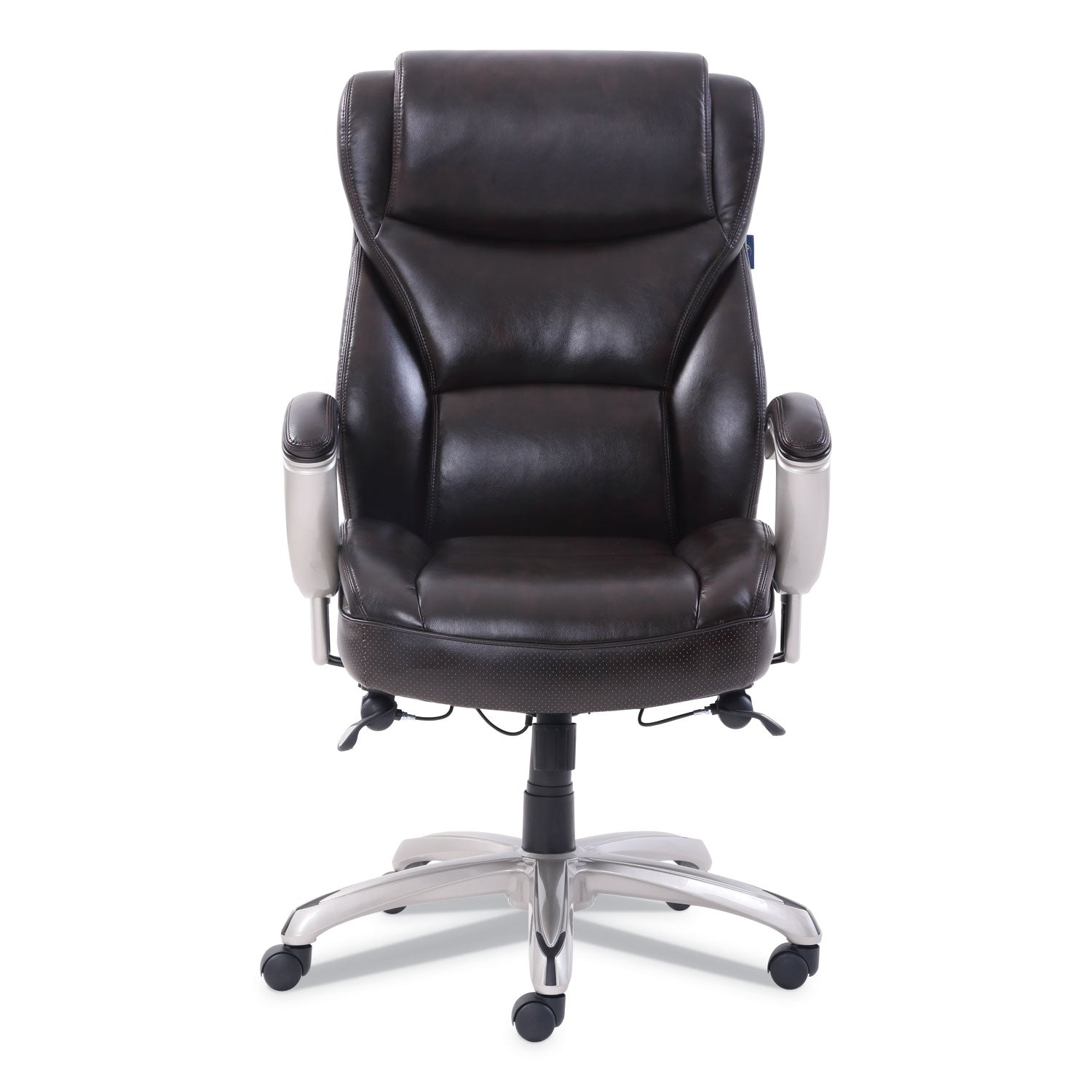 SertaPedic® Emerson Big and Tall Task Chair, Supports Up to 400 lb, 19.5" to 22.5" Seat Height, Brown Seat/Back, Silver Base