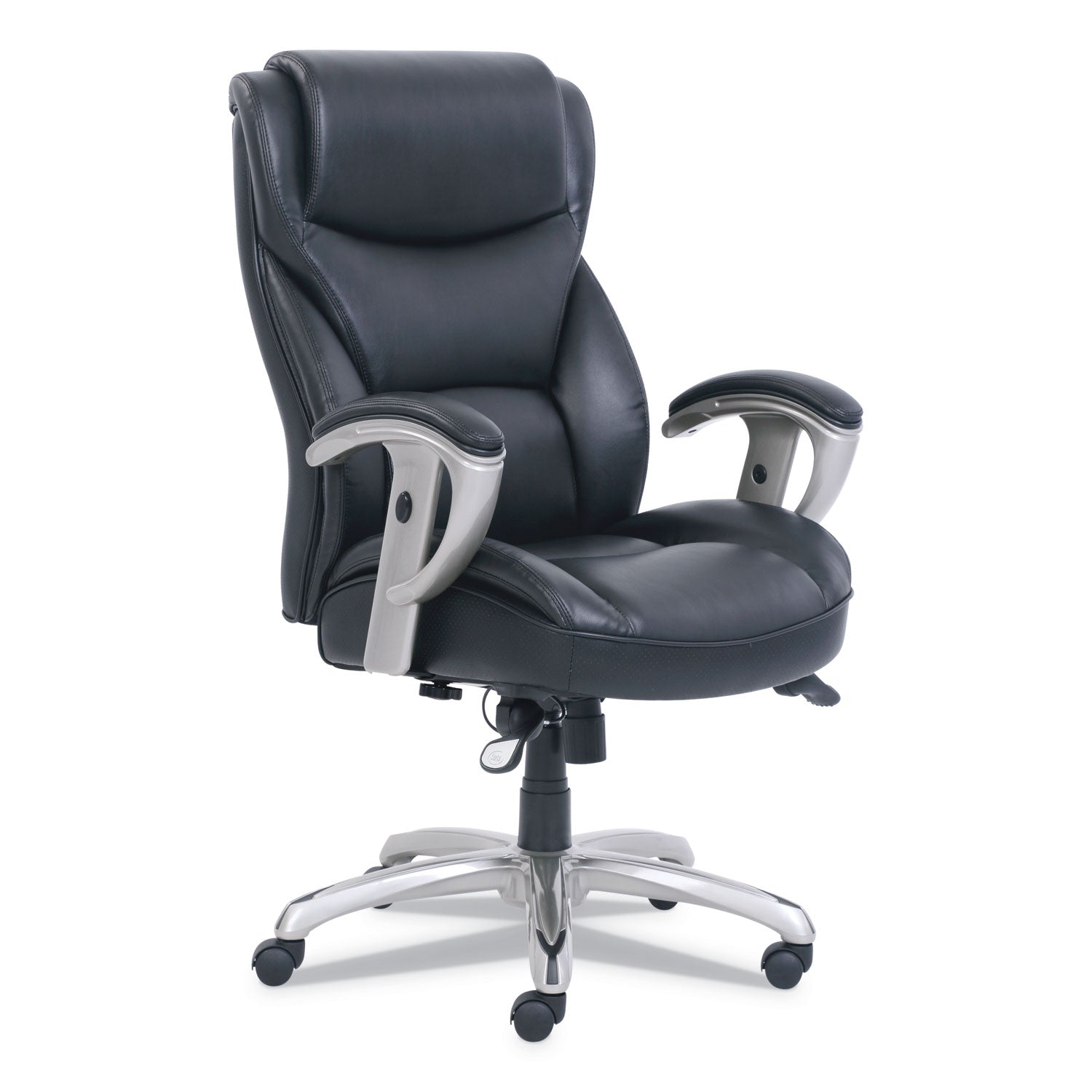 Emerson Big and Tall Task Chair, Supports Up to 400 lb, 19.5" to 22.5" Seat Height, Black Seat/Back, Silver Base