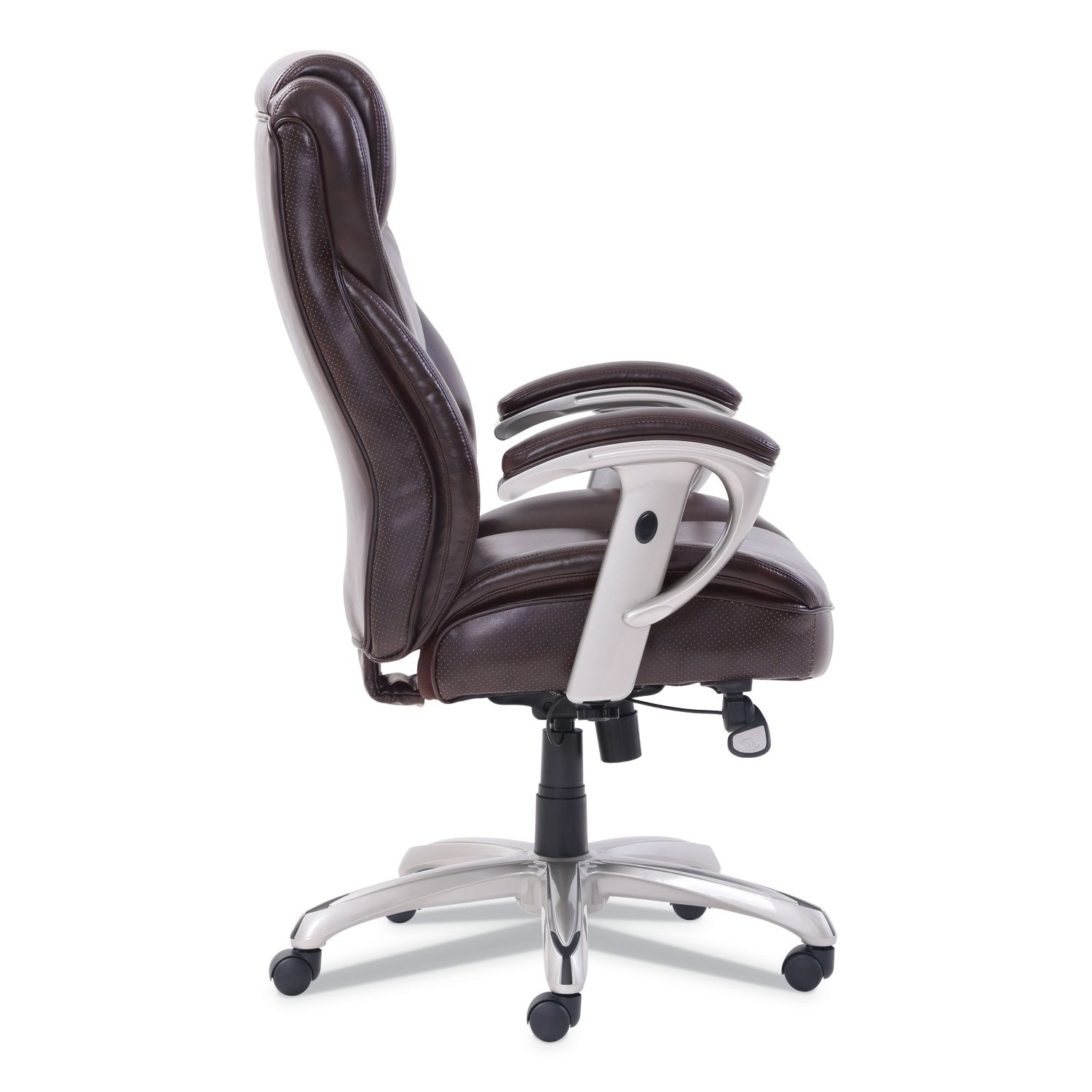 SertaPedic® Emerson Big and Tall Task Chair, Supports Up to 400 lb, 19.5" to 22.5" Seat Height, Brown Seat/Back, Silver Base