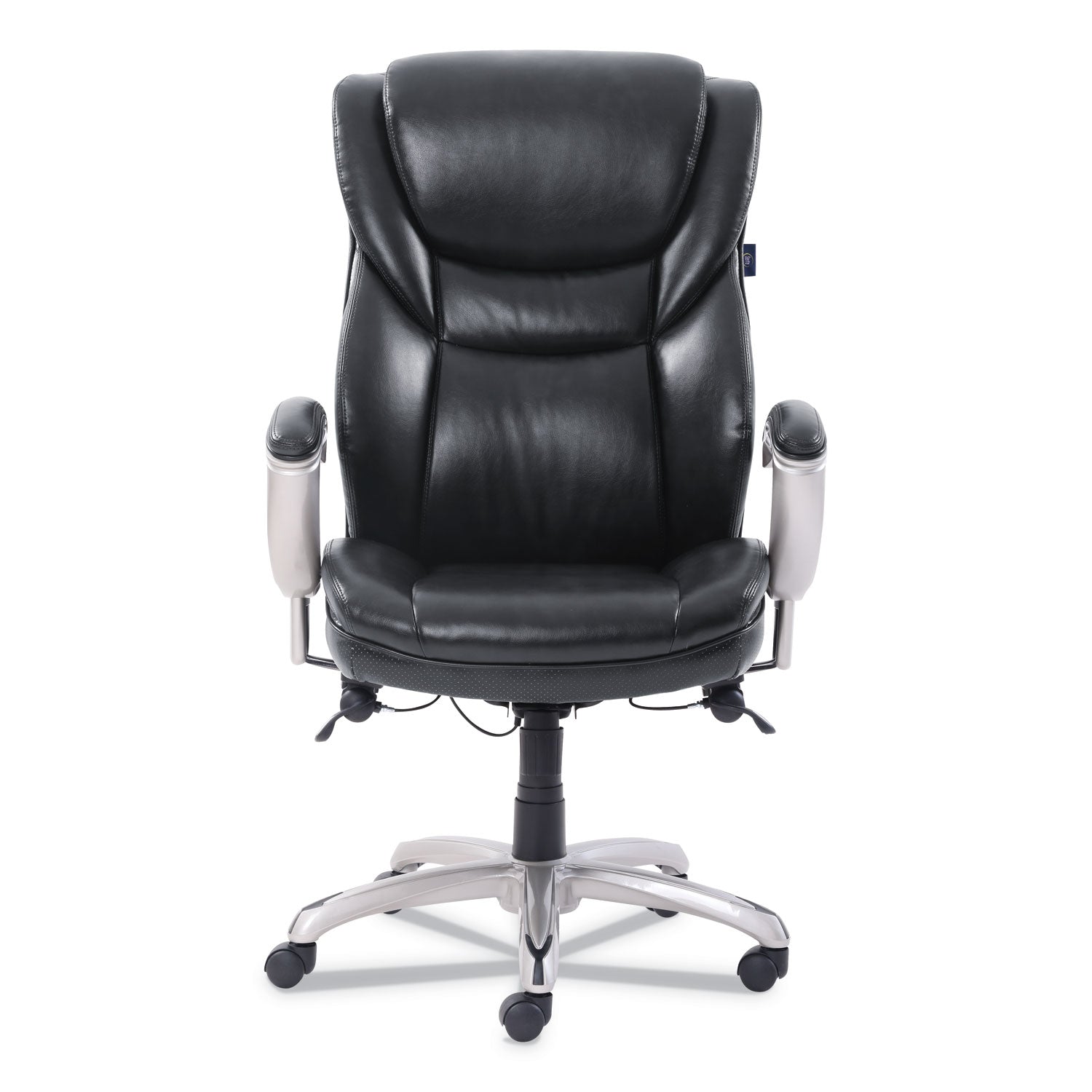 SertaPedic® Emerson Executive Task Chair, Supports Up to 300 lb, 19" to 22" Seat Height, Black Seat/Back, Silver Base