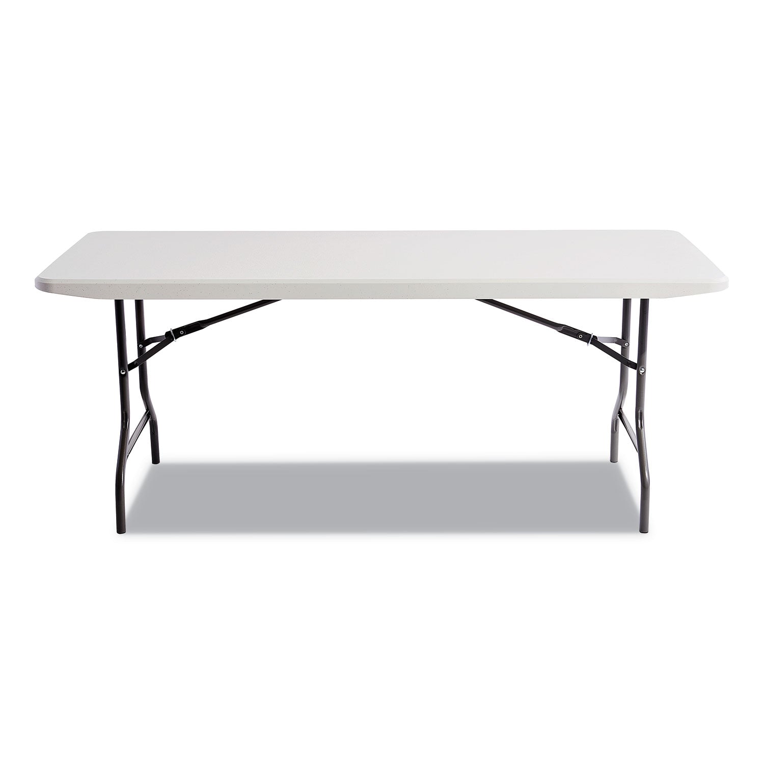 Alera® Resin Rectangular Folding Table, Square Edge, 72w x 30d x 29h, Platinum