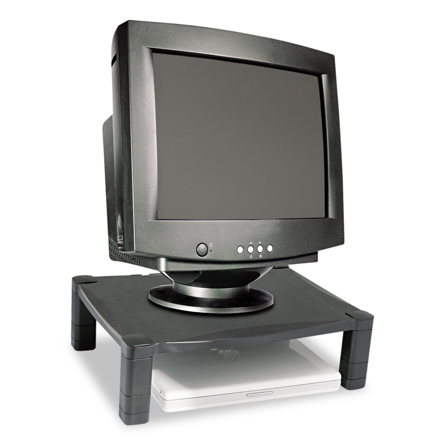 Kantek Single-Level Monitor Stand, 17" x 13.25" x 3" to 6.5", Black, Supports 50 lbs