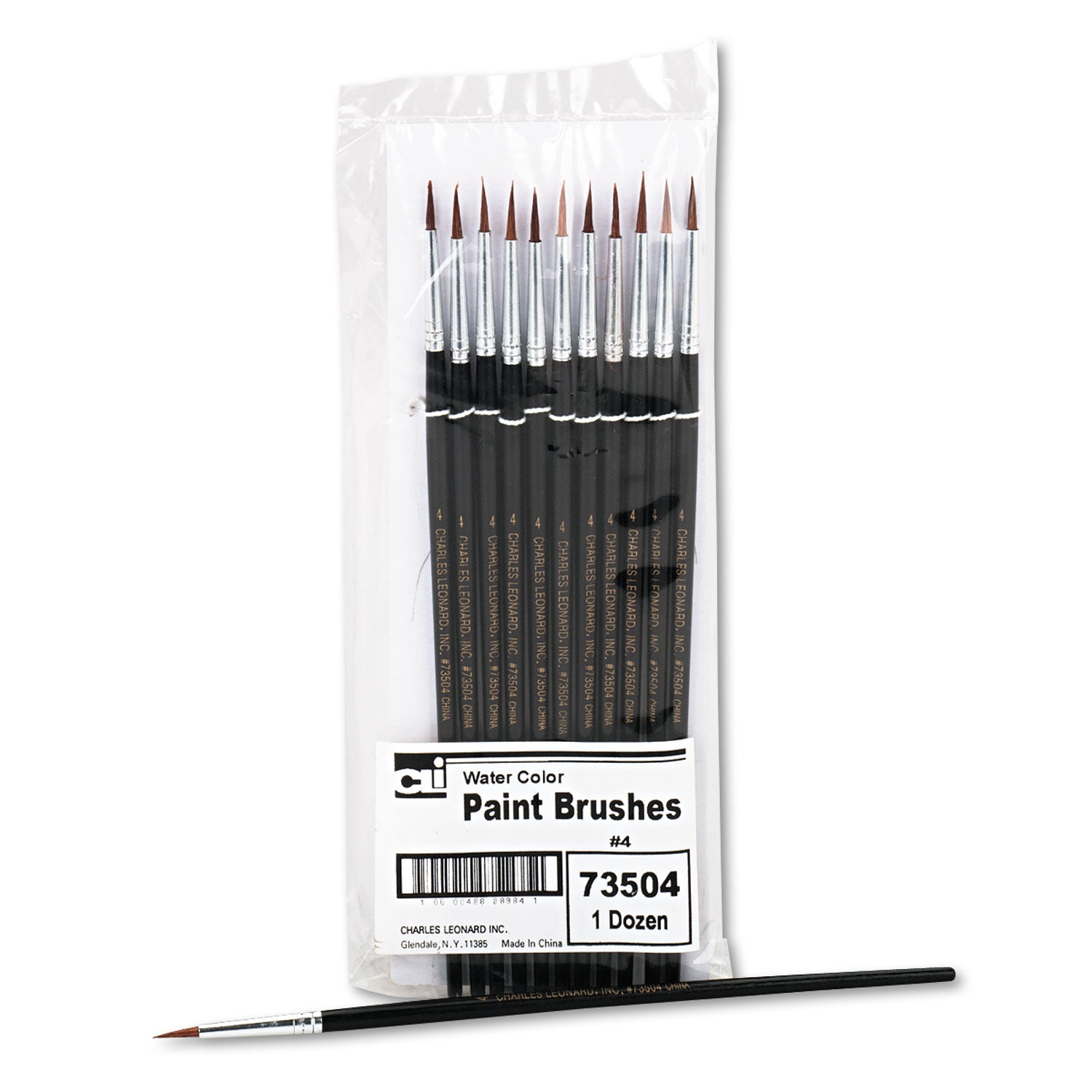 Artist Brush, Size 4, Camel Hair, Round Profile, 12/Pack