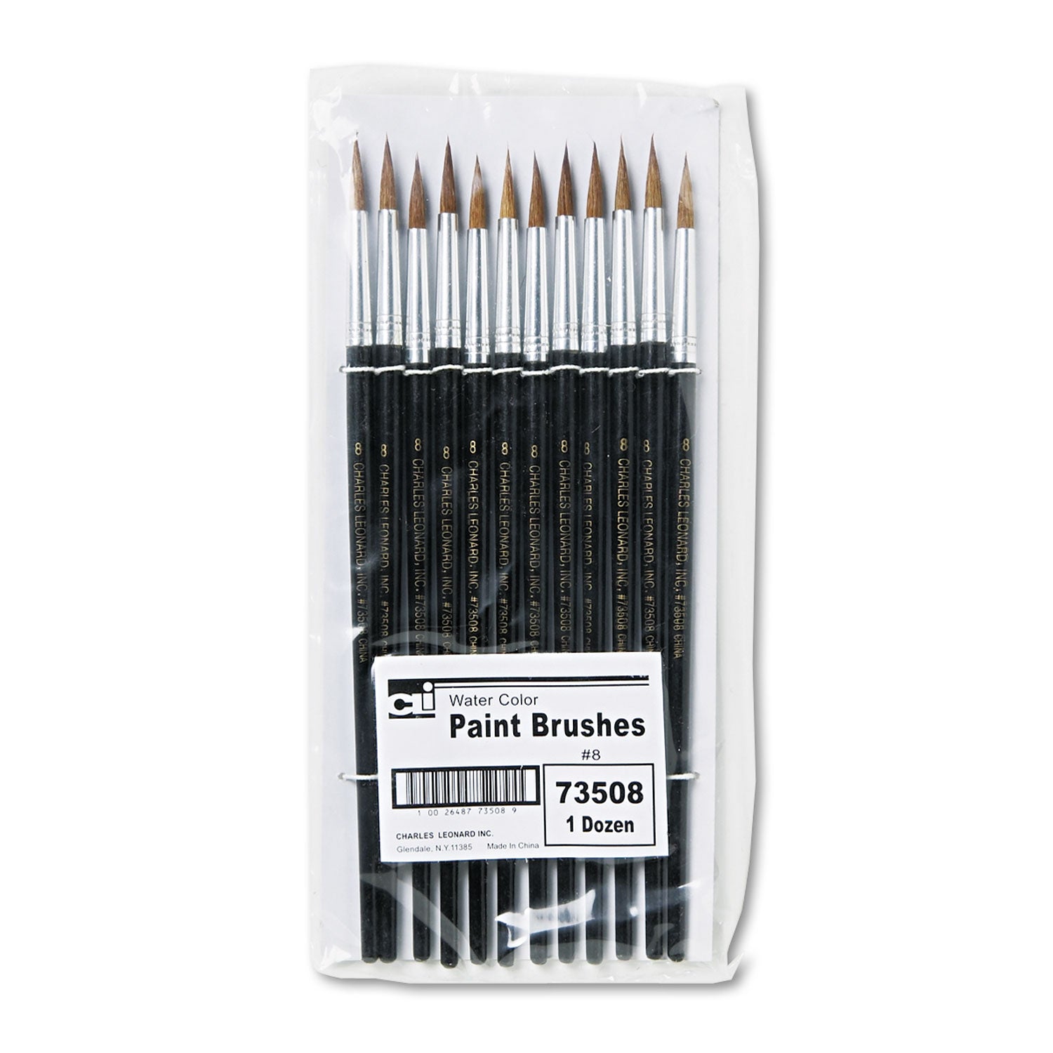 Artist Brush, Size 8, Camel Hair, Round Profile, 12/Pack