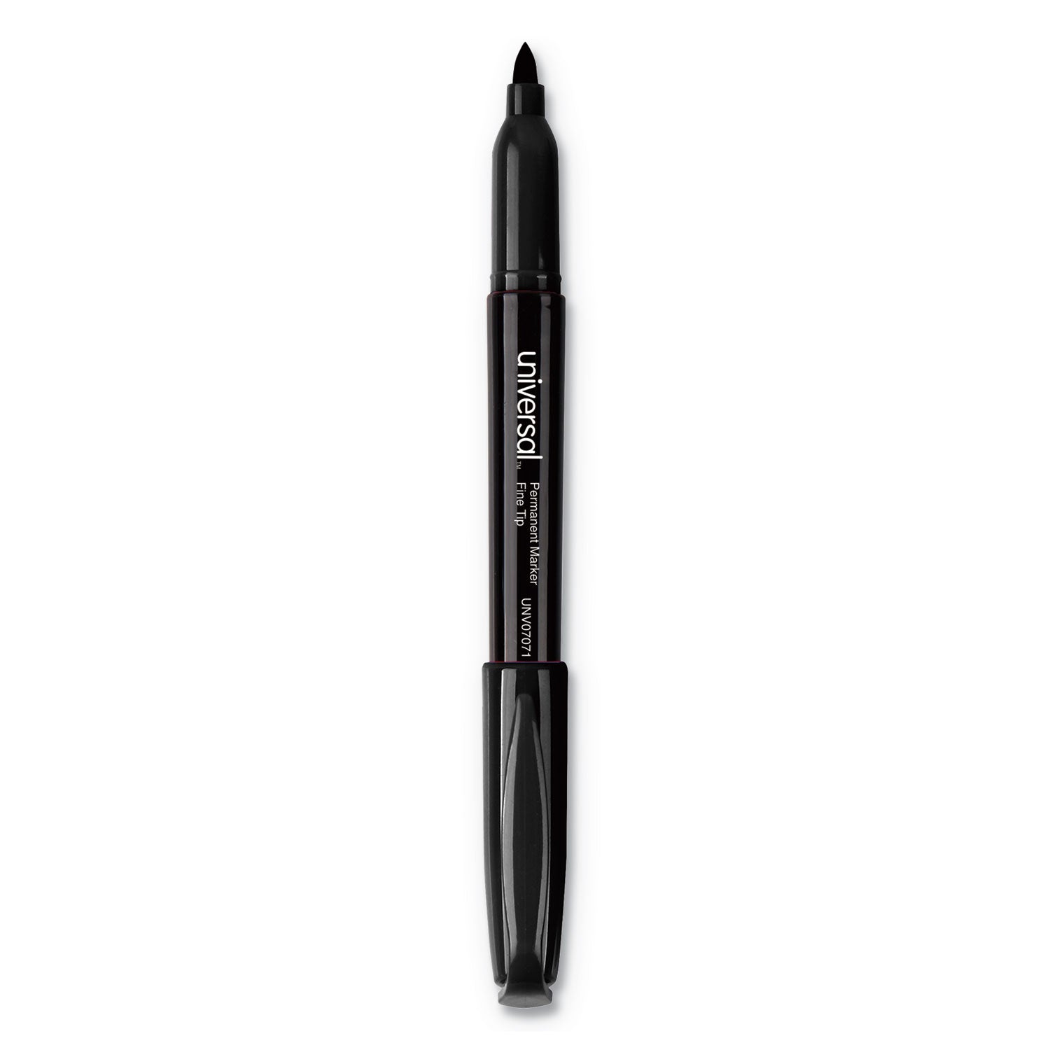 Universal™ Pen-Style Permanent Marker, Fine Bullet Tip, Black, Dozen