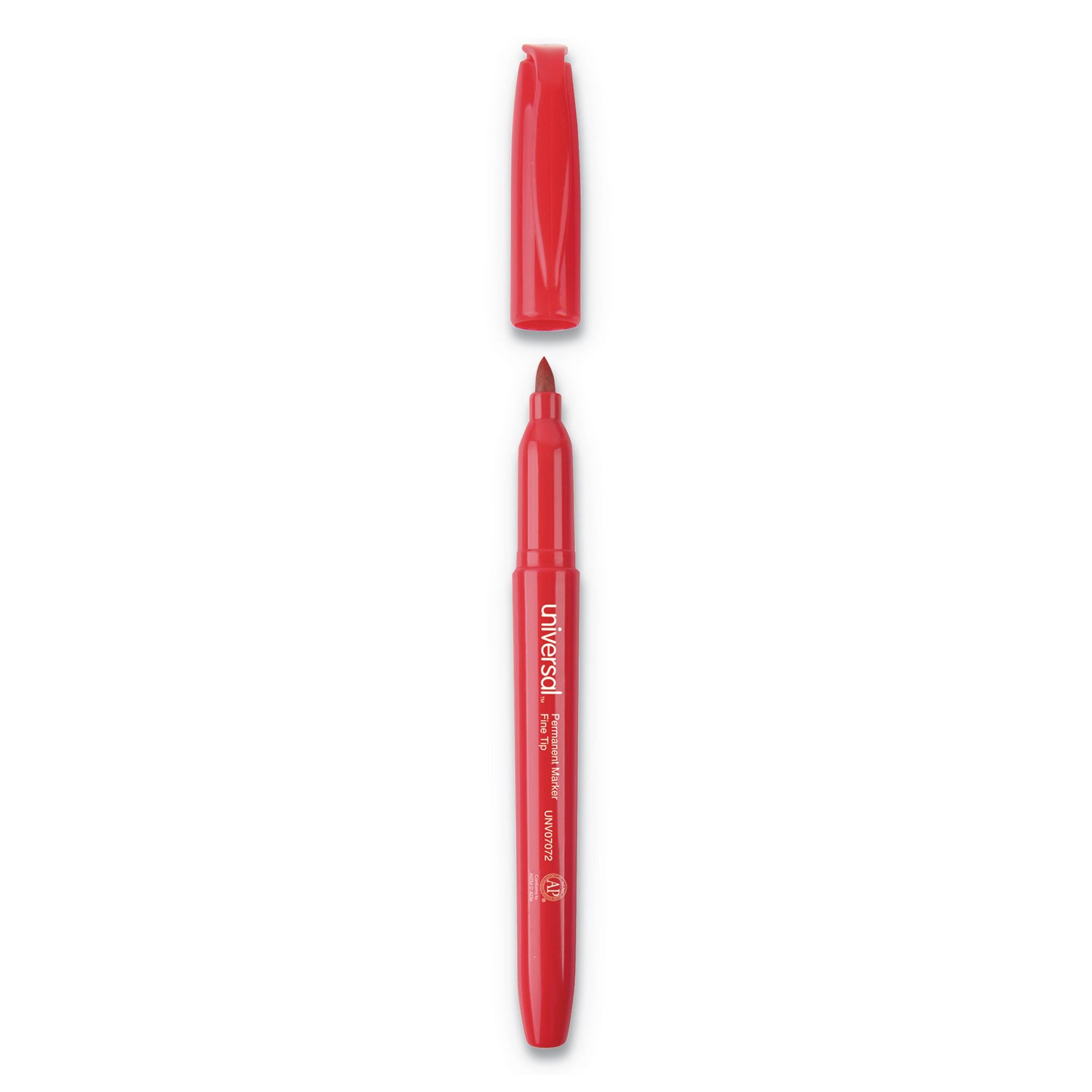 Universal™ Pen-Style Permanent Marker, Fine Bullet Tip, Red, Dozen