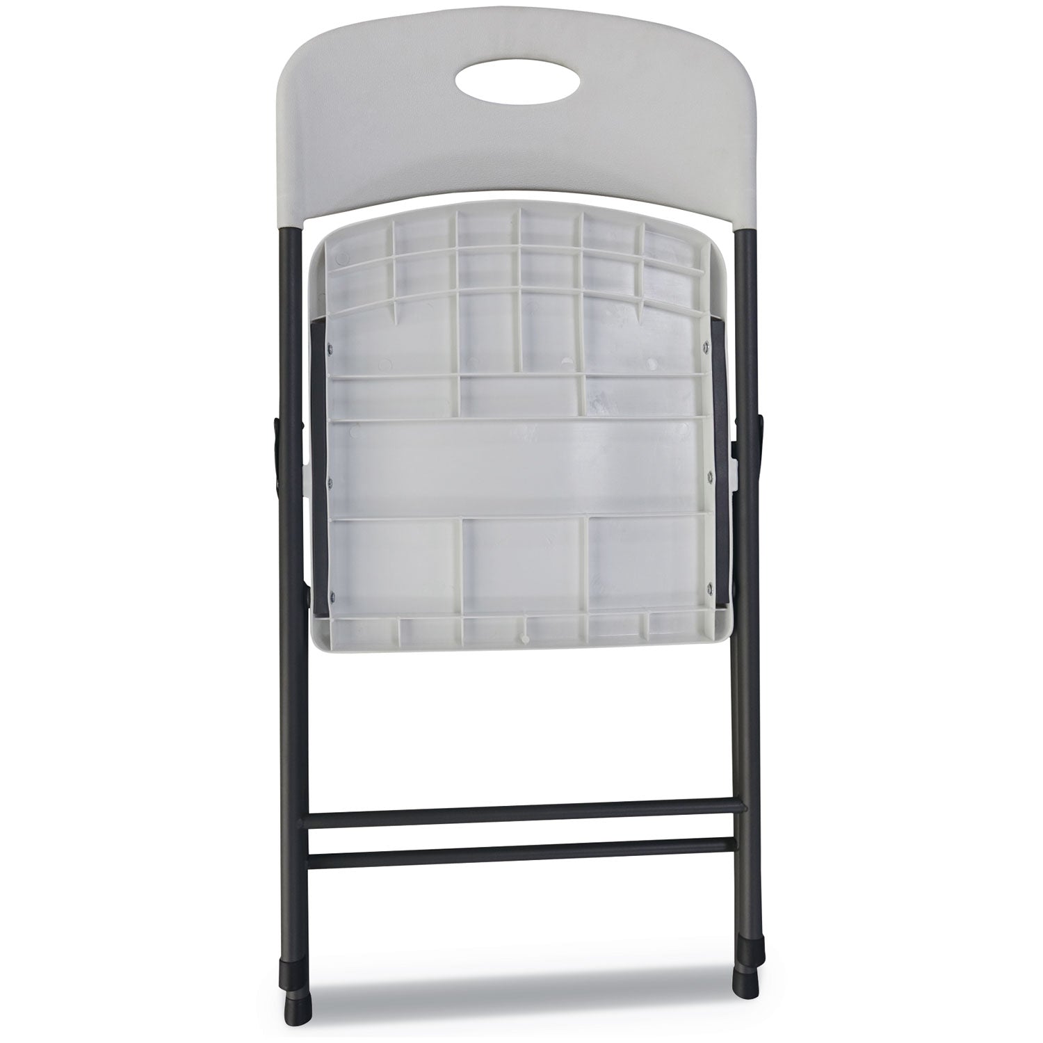 Alera® Molded Resin Folding Chair, Supports Up to 225 lb, 18.19" Seat Height, White Seat, White Back, Dark Gray Base, 4/Carton