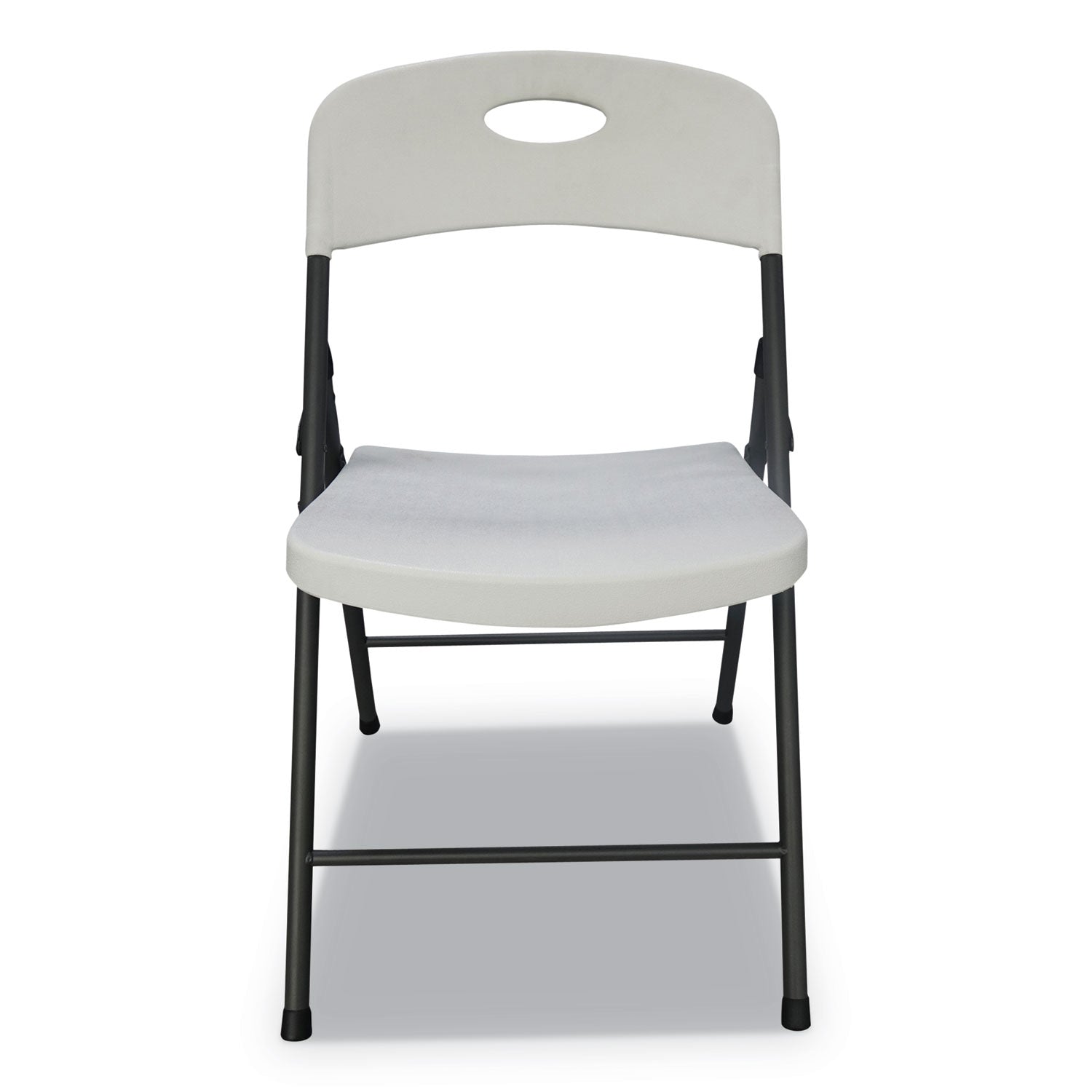 Alera® Molded Resin Folding Chair, Supports Up to 225 lb, 18.19" Seat Height, White Seat, White Back, Dark Gray Base, 4/Carton