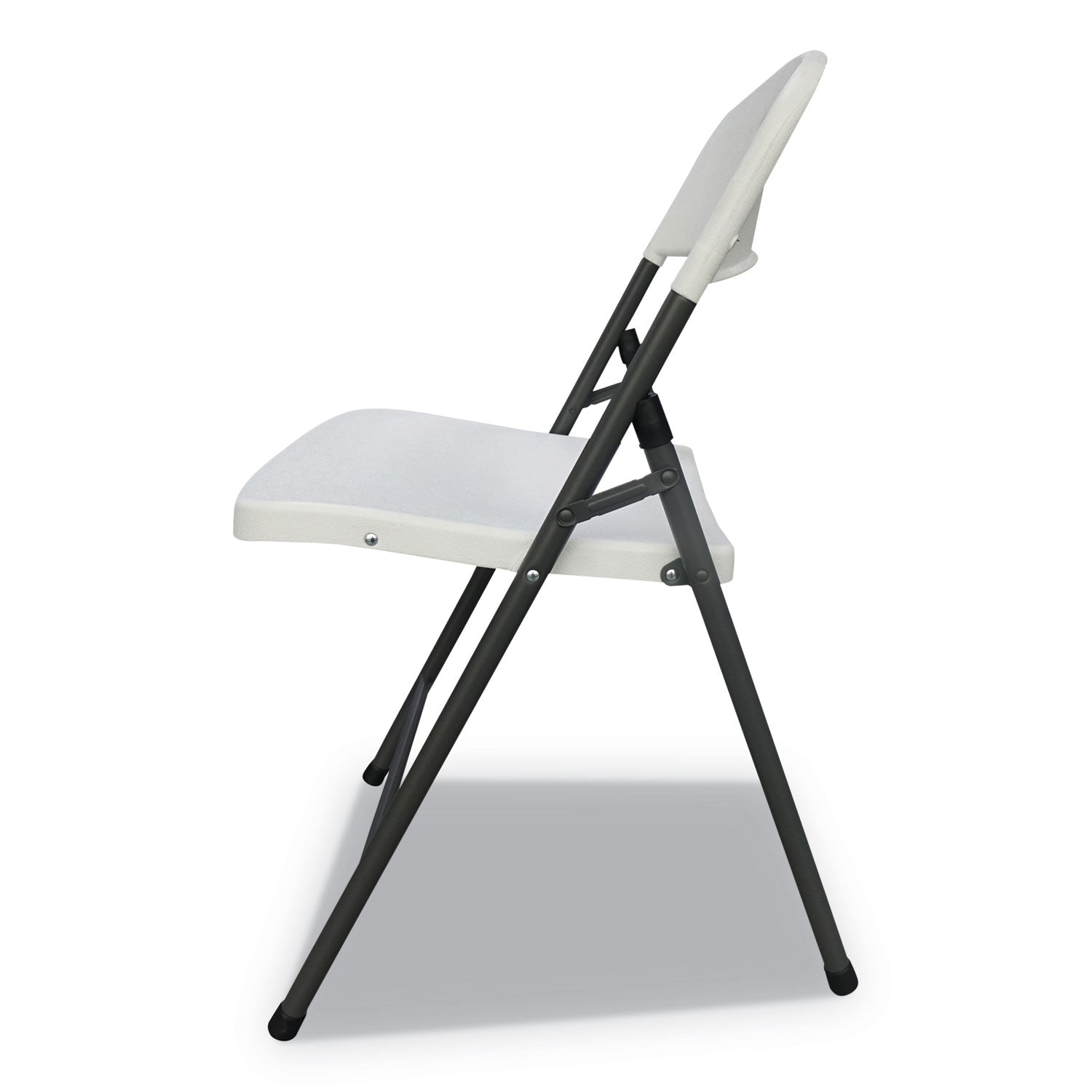 Alera® Molded Resin Folding Chair, Supports Up to 225 lb, 18.19" Seat Height, White Seat, White Back, Dark Gray Base, 4/Carton