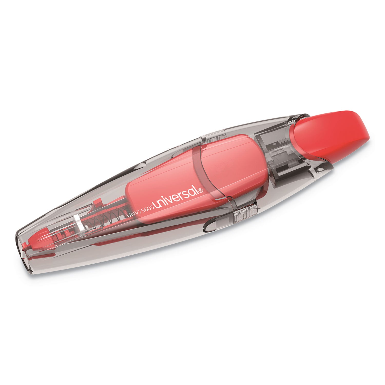 Universal® Retractable Pen Style Correction Tape, Transparent Gray/Red Applicator, 0.2" x 236", 4/Pack