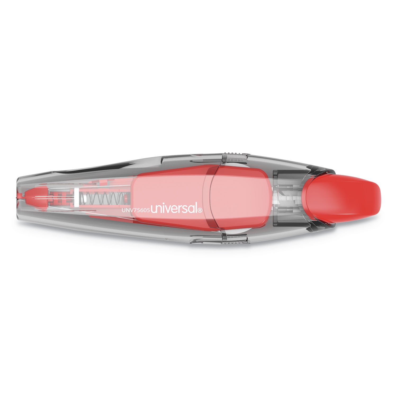 Universal® Retractable Pen Style Correction Tape, Transparent Gray/Red Applicator, 0.2" x 236", 4/Pack