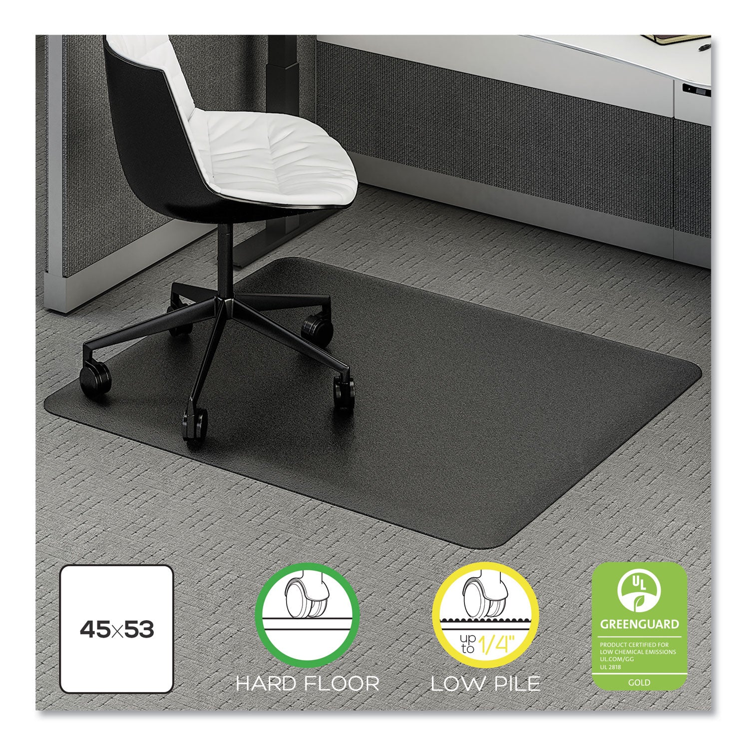 deflecto® Ergonomic Sit Stand Mat, 53 x 45, Black