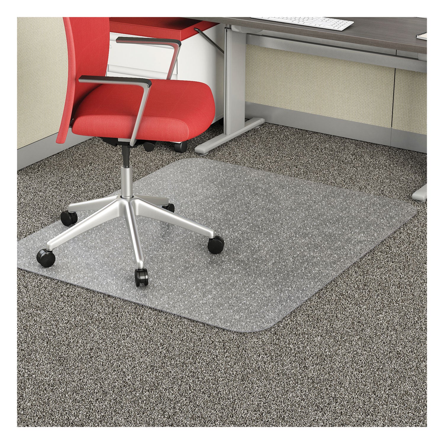 deflecto® EconoMat Occasional Use Chair Mat, Low Pile Carpet, Roll, 46 x 60, Rectangle, Clear