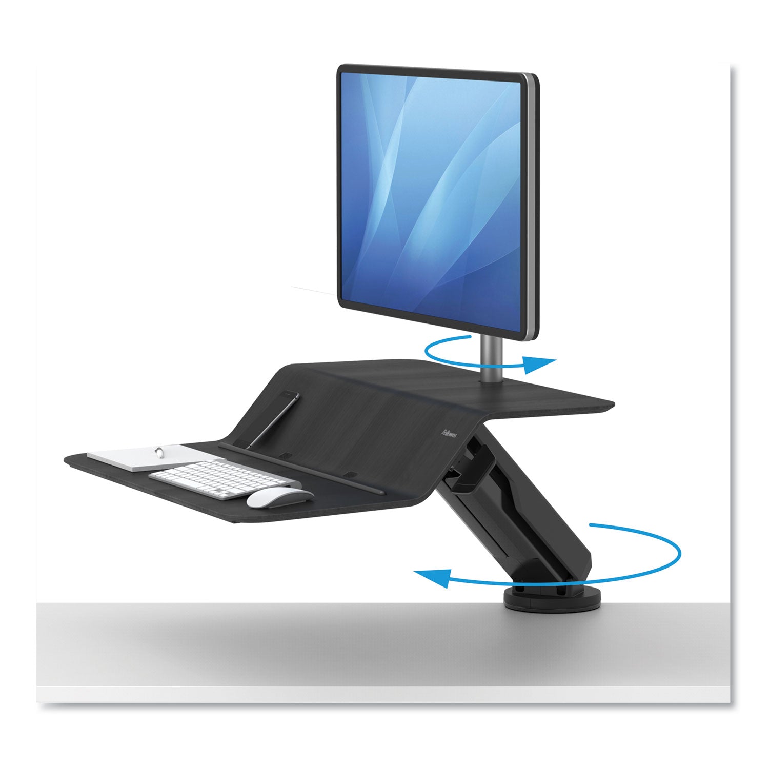 Fellowes® Lotus RT Sit-Stand Workstation, 48" x 30" x 42.2" to 49.2", Black