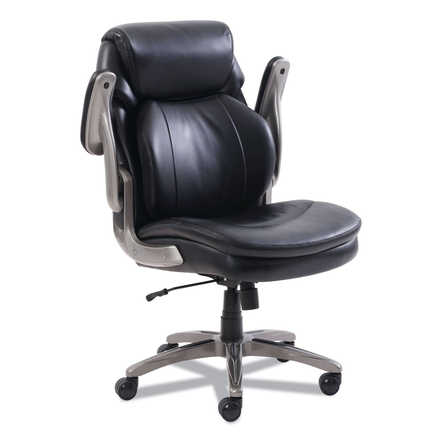 SertaPedic® Cosset Mid-Back Executive Chair, Supports Up to 275 lb, 18.5" to 21.5" Seat Height, Black Seat/Back, Slate Base