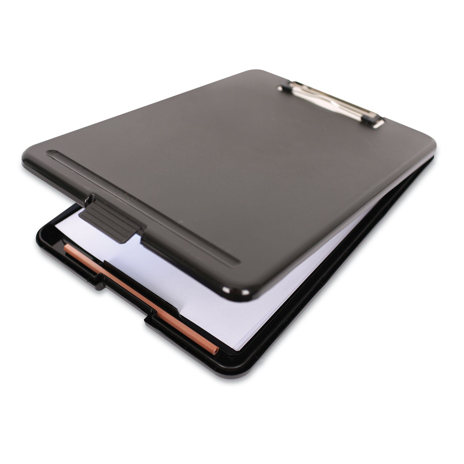 Universal® Storage Clipboard, 0.5" Clip Capacity, Holds 8.5 x 11 Sheets, Black