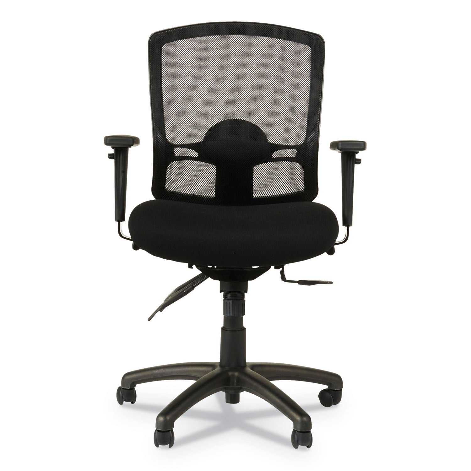 Alera® Alera Etros Series Mesh Mid-Back Petite Multifunction Chair, Supports Up to 275 lb, 17.16" to 20.86" Seat Height, Black