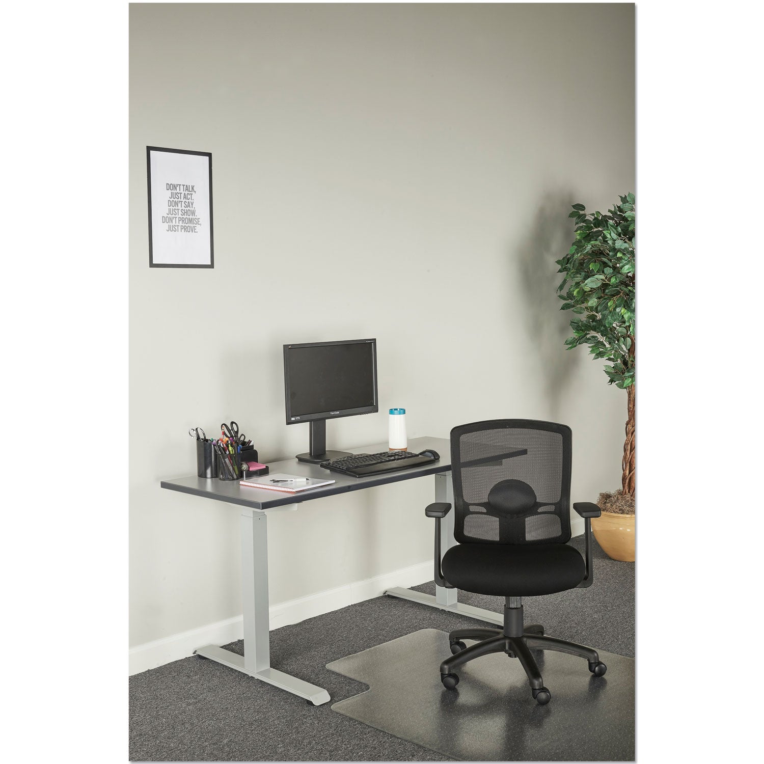 Alera® Alera Etros Series Mesh Mid-Back Petite Swivel/Tilt Chair, Supports Up to 275 lb, 17.71" to 21.65" Seat Height, Black