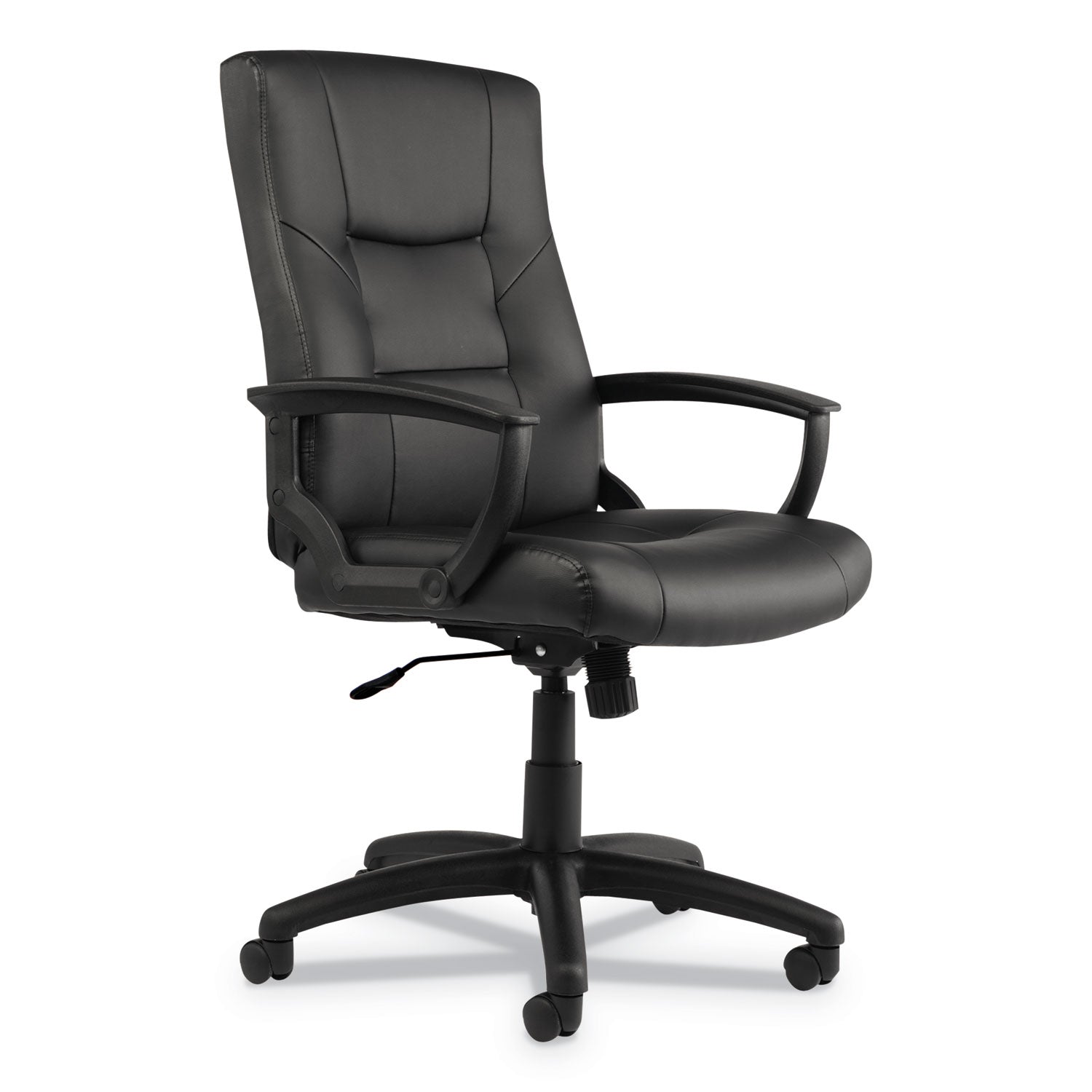 Alera YR Series Executive High-Back Swivel/Tilt Bonded Leather Chair, Supports 275 lb, 17.71" to 21.65" Seat Height, Black