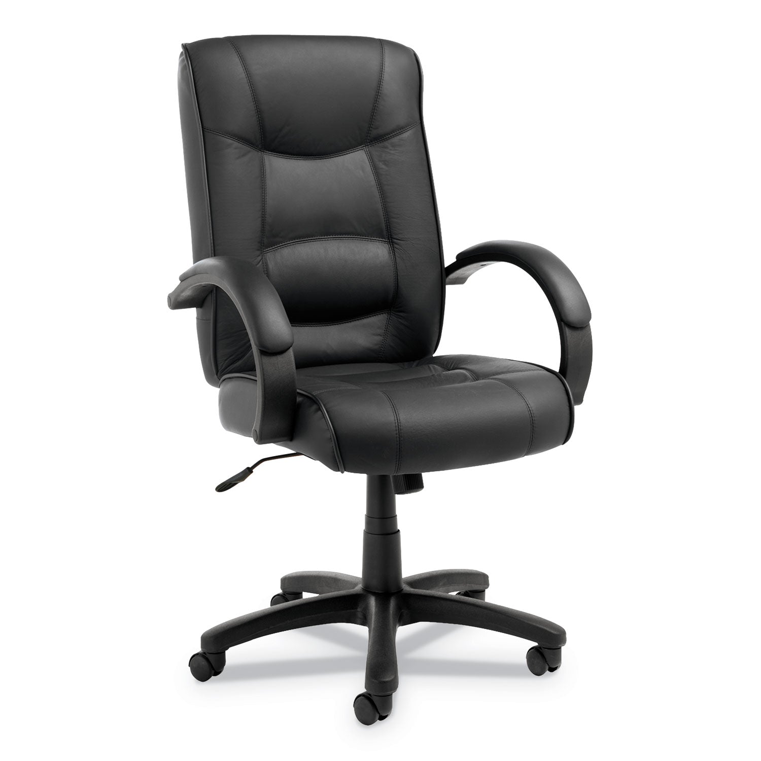 Alera Strada Series High-Back Swivel/Tilt Top-Grain Leather Chair, Supports Up to 275 lb, 17.91" to 21.85" Seat Height, Black