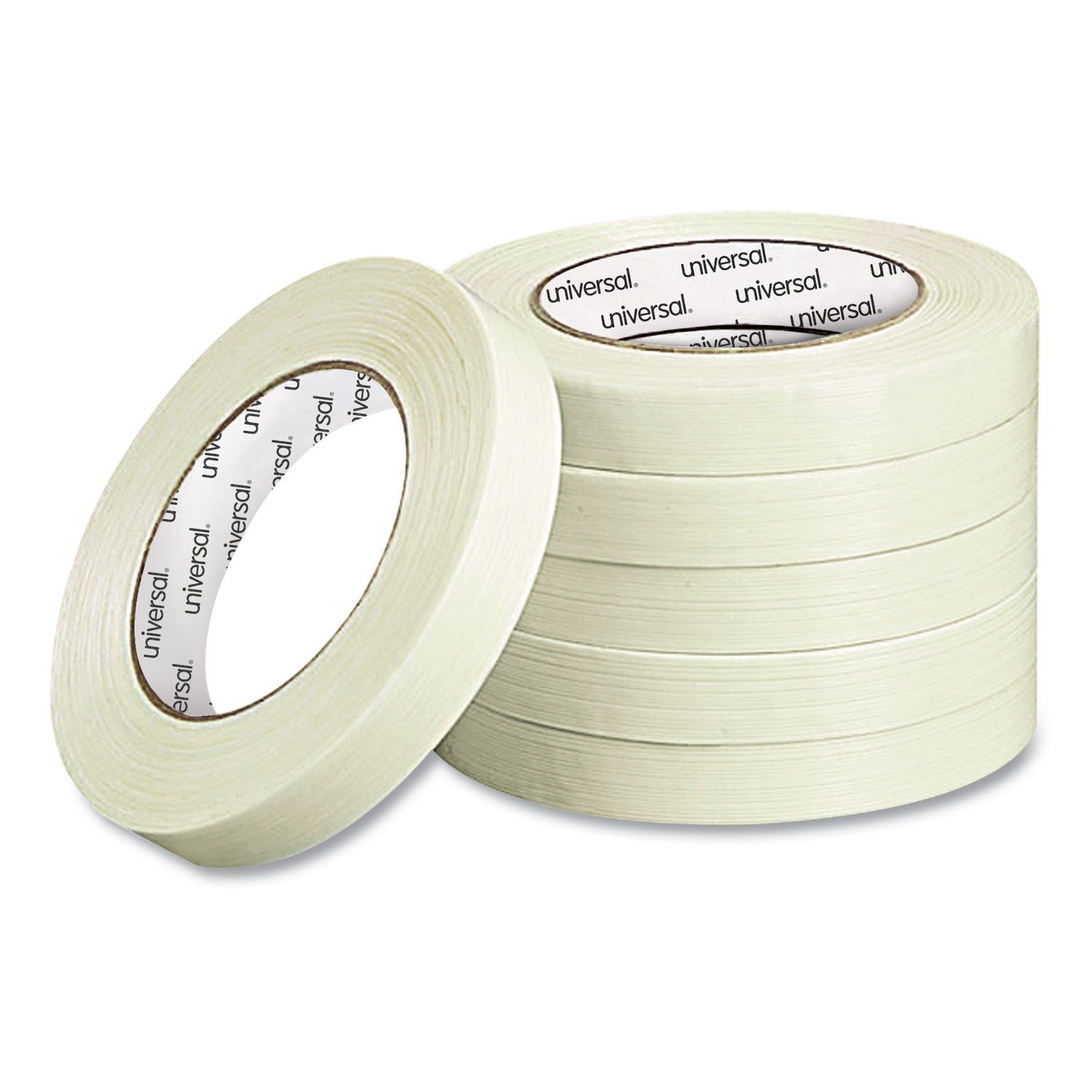 Universal® 190# Medium Grade Filament Tape, 3" Core, 18 mm x 54.8 m, Clear