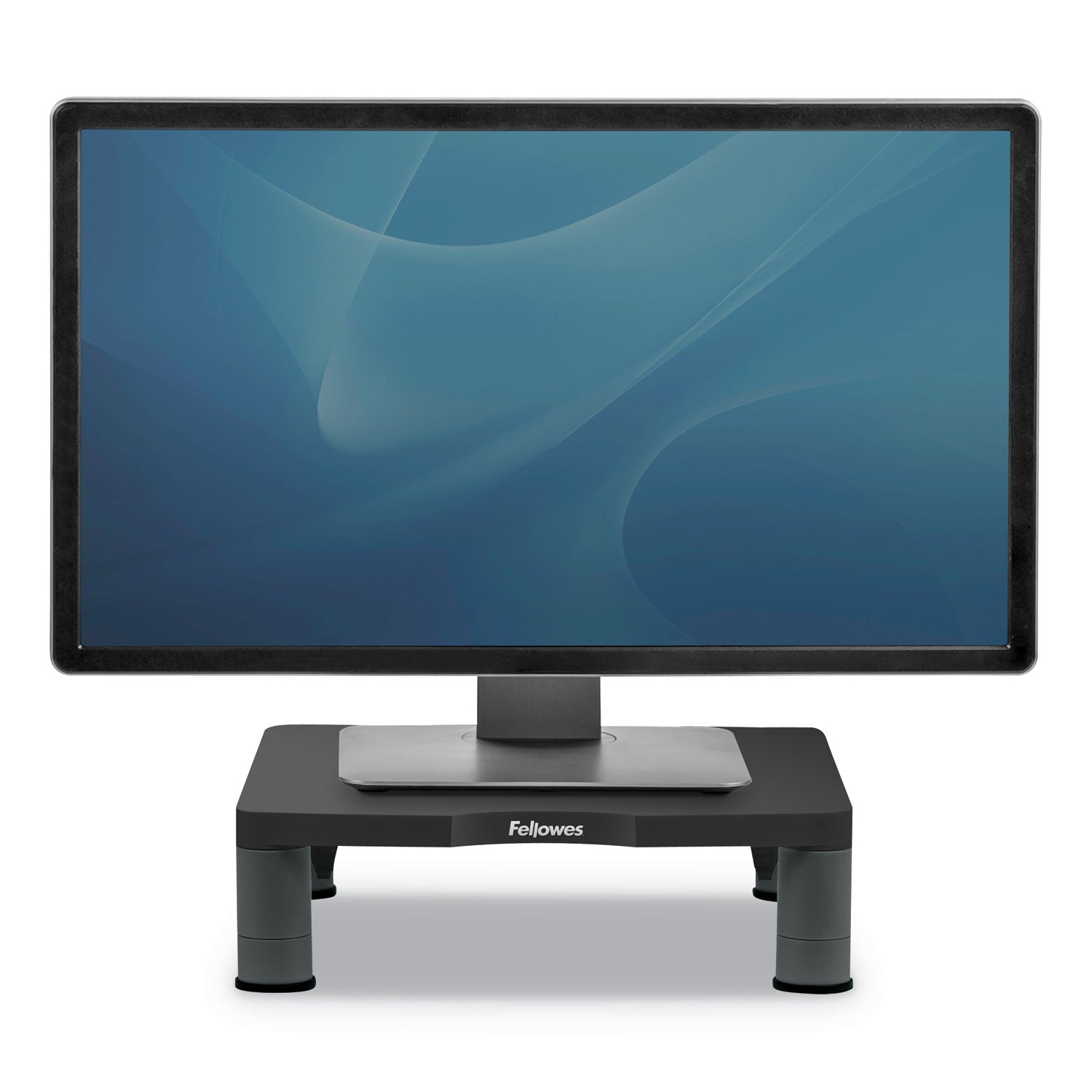 Fellowes® Standard Monitor Riser, 13.38" x 13.63" x 2" to 4", Graphite, Supports 60 lbs