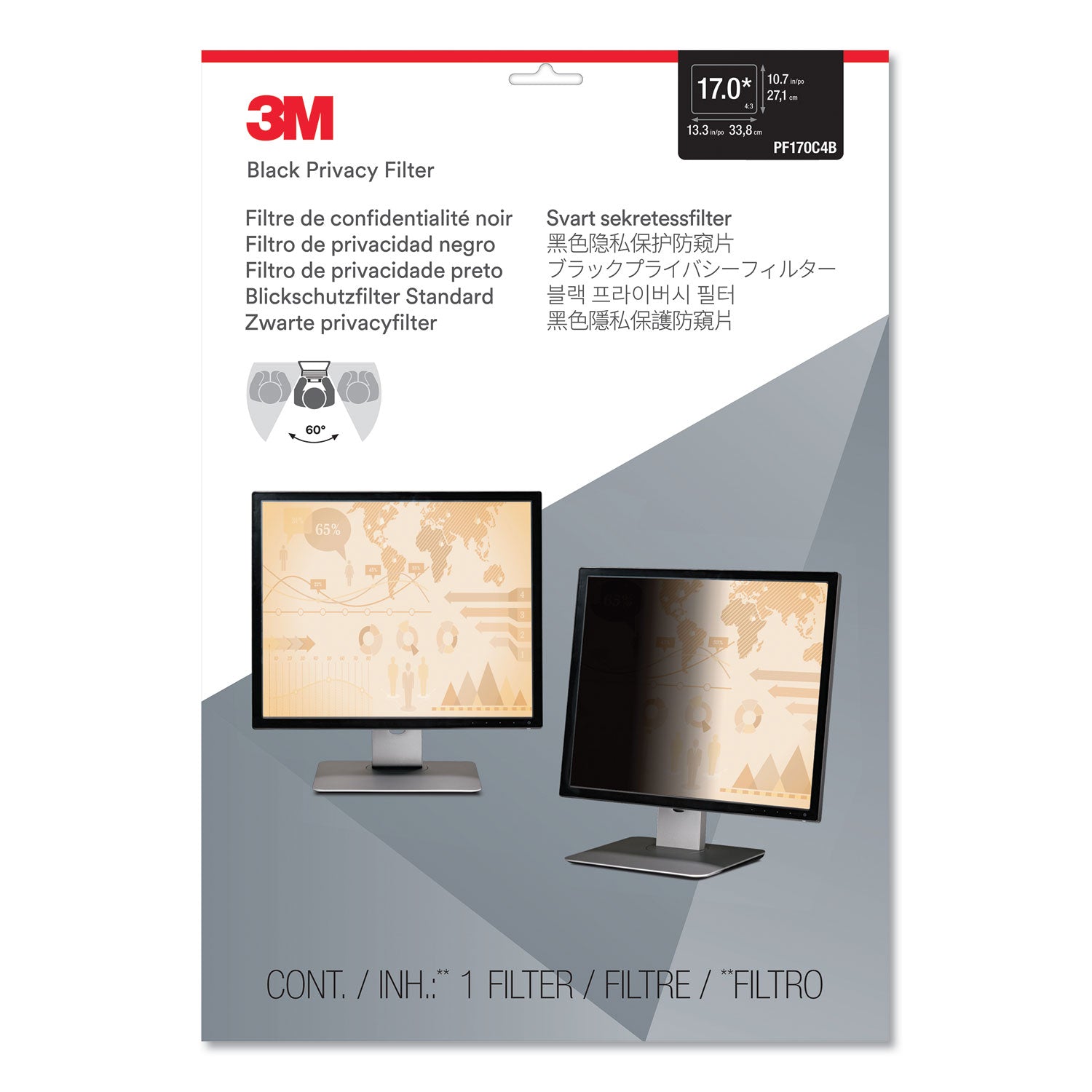 3M™ Frameless Blackout Privacy Filter for 17" Flat Panel Monitor