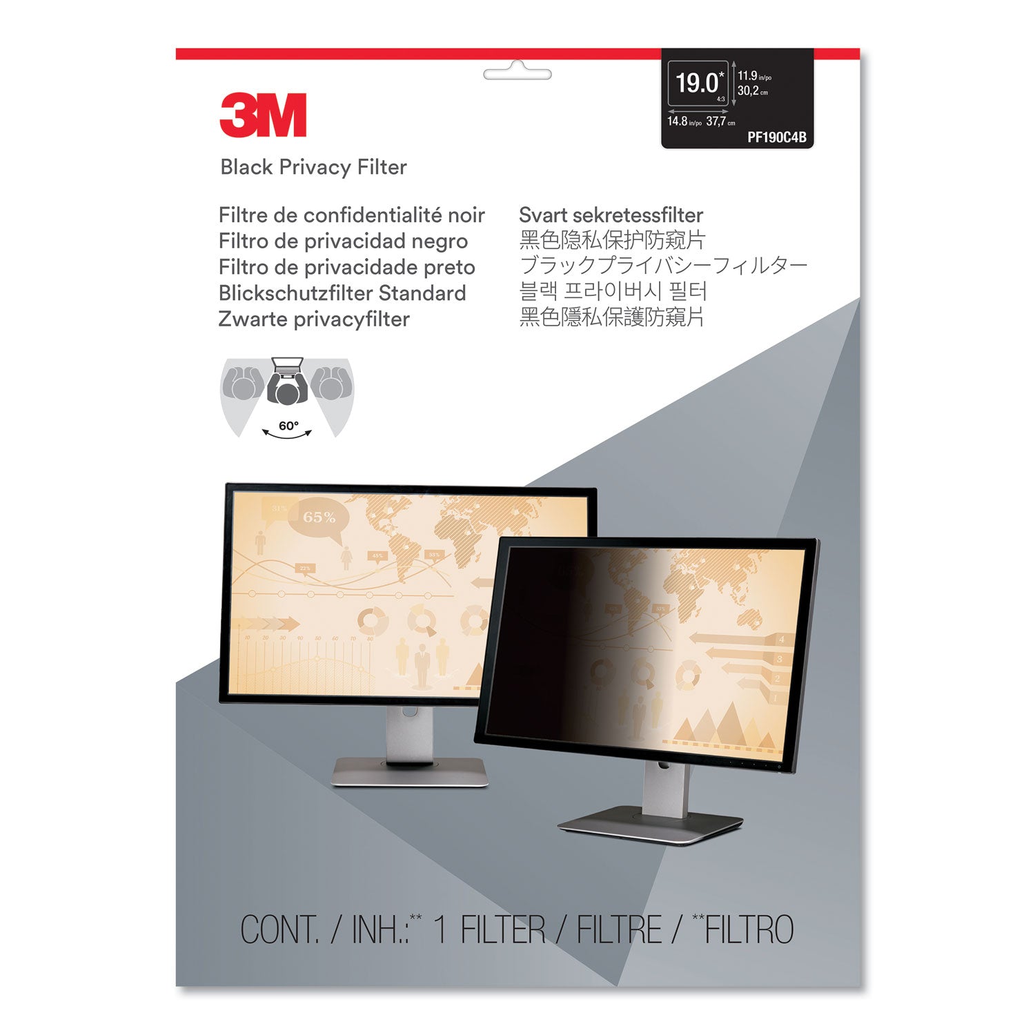 3M™ Frameless Blackout Privacy Filter for 19" Flat Panel Monitor