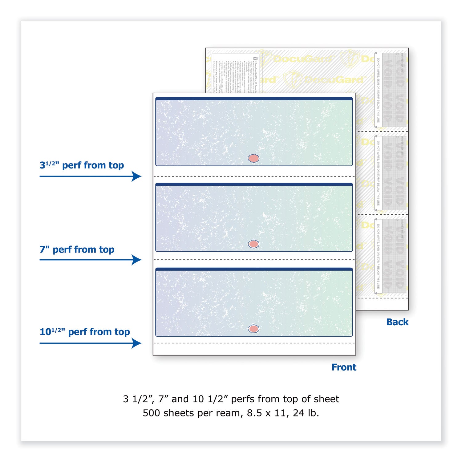 DocuGard™ Premier Prismatic Check, 13 Features, 8.5 x 11, Blue/Green Prismatic, 500/Ream