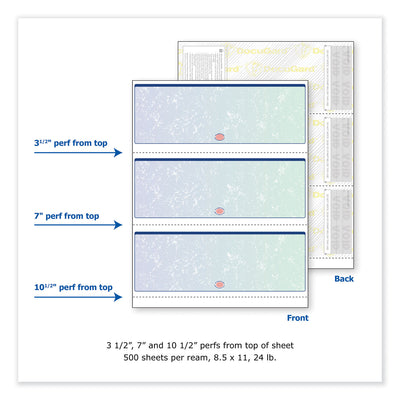 DocuGard™ Premier Prismatic Check, 13 Features, 8.5 x 11, Blue/Green Prismatic, 500/Ream - Flipcost