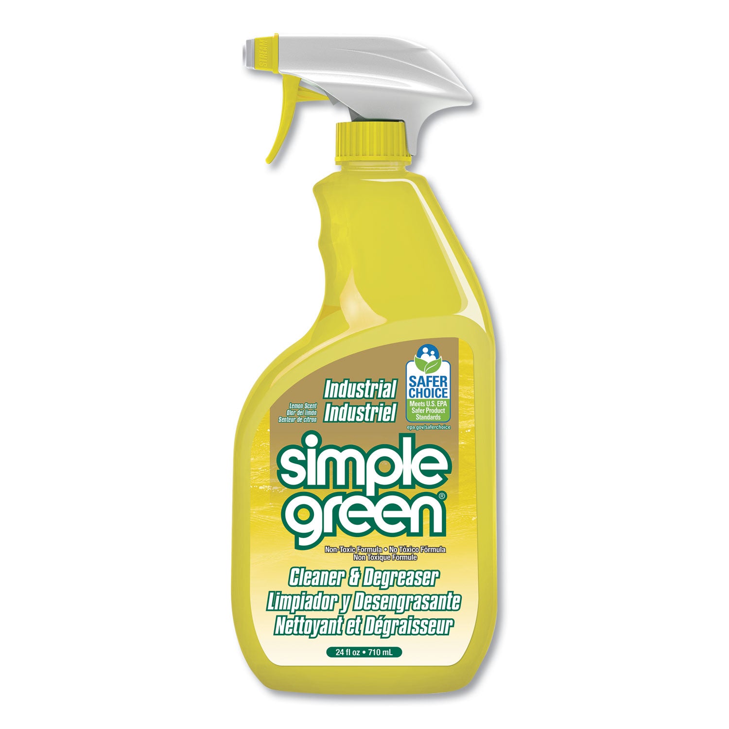 Simple Green® Industrial Cleaner and Degreaser, Concentrated, Lemon, 24 oz Spray Bottle, 12/Carton