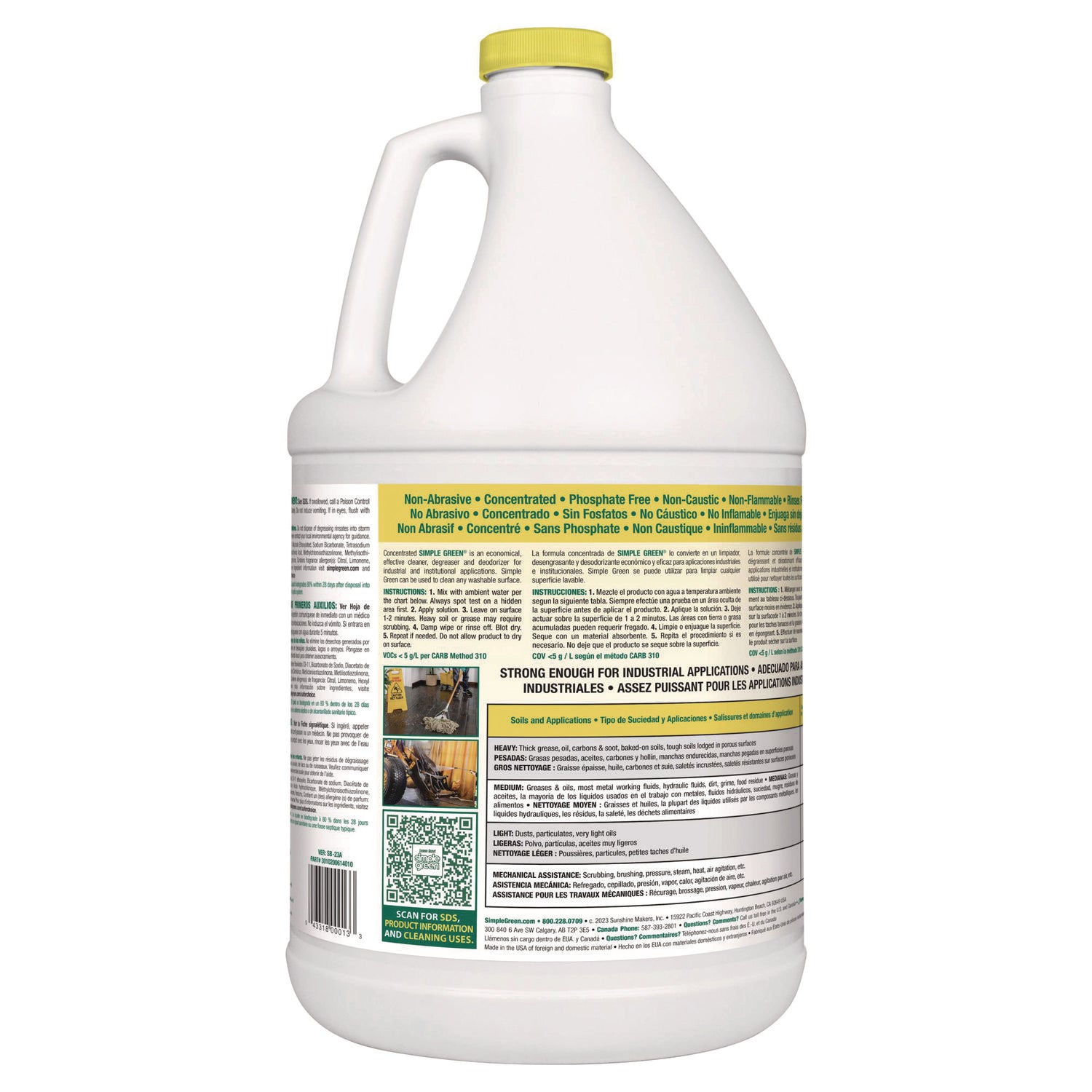 Simple Green® Industrial Cleaner and Degreaser, Concentrated, Lemon, 1 gal Bottle, 6/Carton