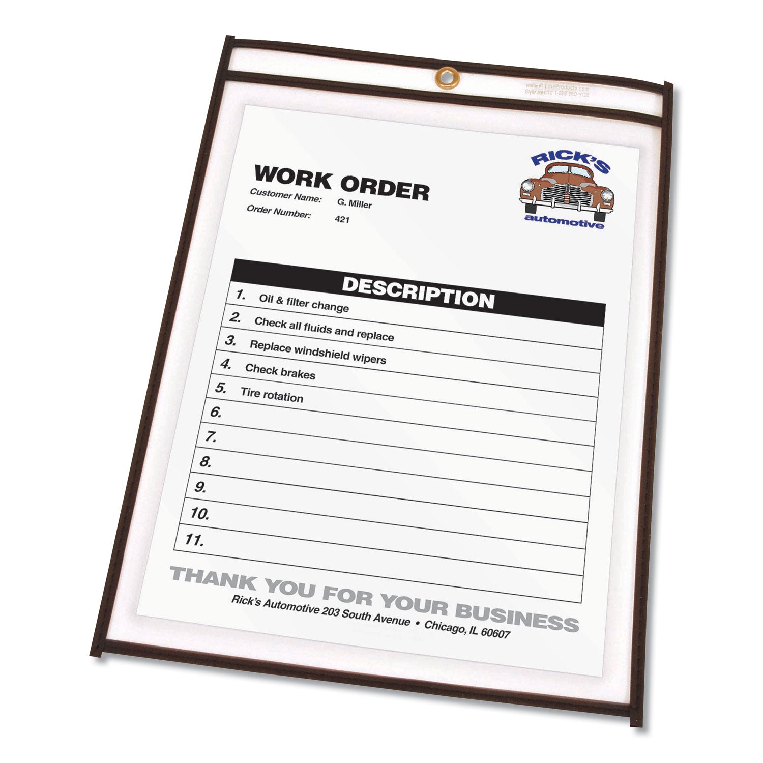 C-Line® Shop Ticket Holders, Stitched, Both Sides Clear, 50 Sheets, 8.5 x 11, 25/Box