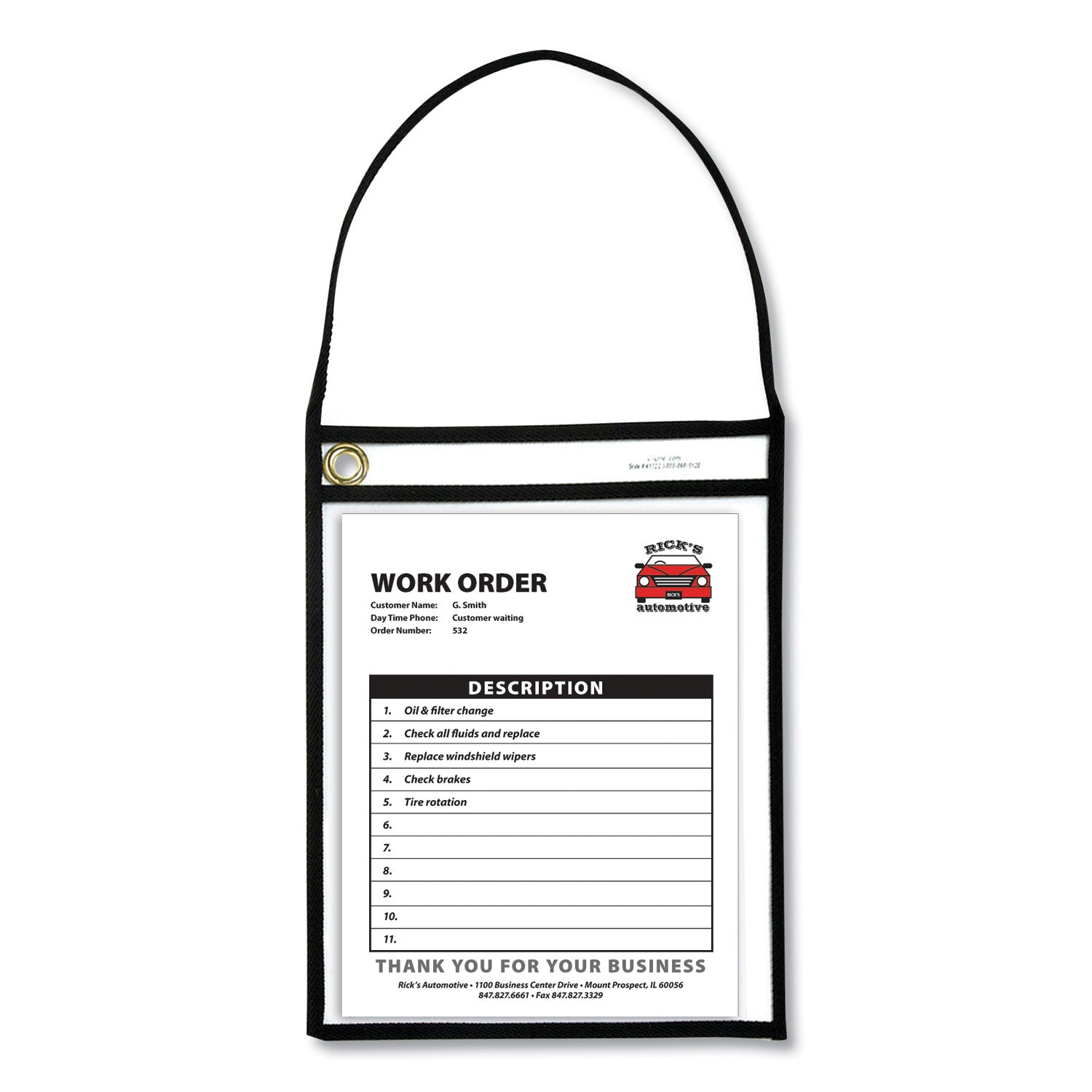 1-Pocket Shop Ticket Holder w/Setrap, Black Stitching, 75-Sheet, 9 x 12, 15/Box