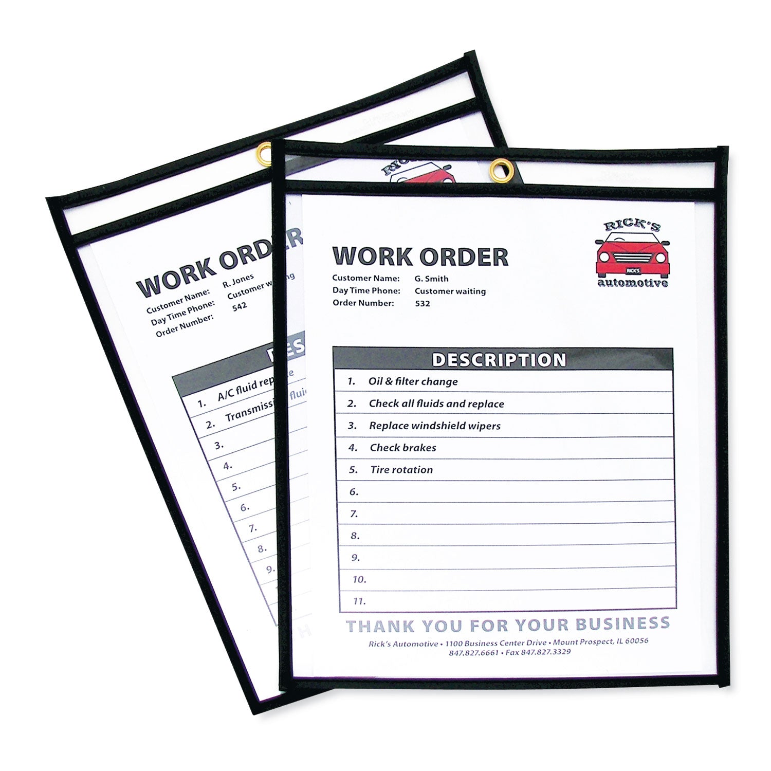 Shop Ticket Holders, Stitched, Both Sides Clear, 50 Sheets, 8.5 x 11, 25/Box