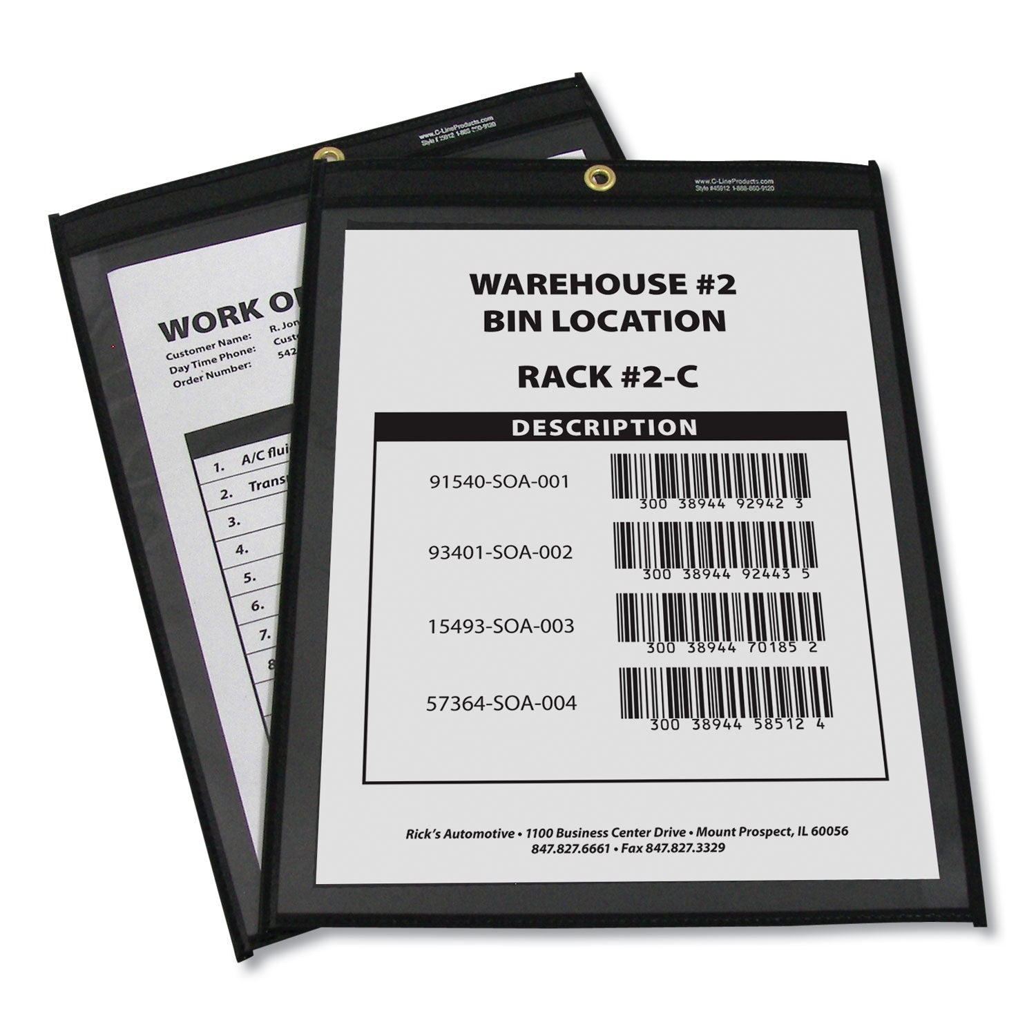 C-Line® Shop Ticket Holders, Stitched, One Side Clear, 75 Sheets, 9 x 12, 25/Box