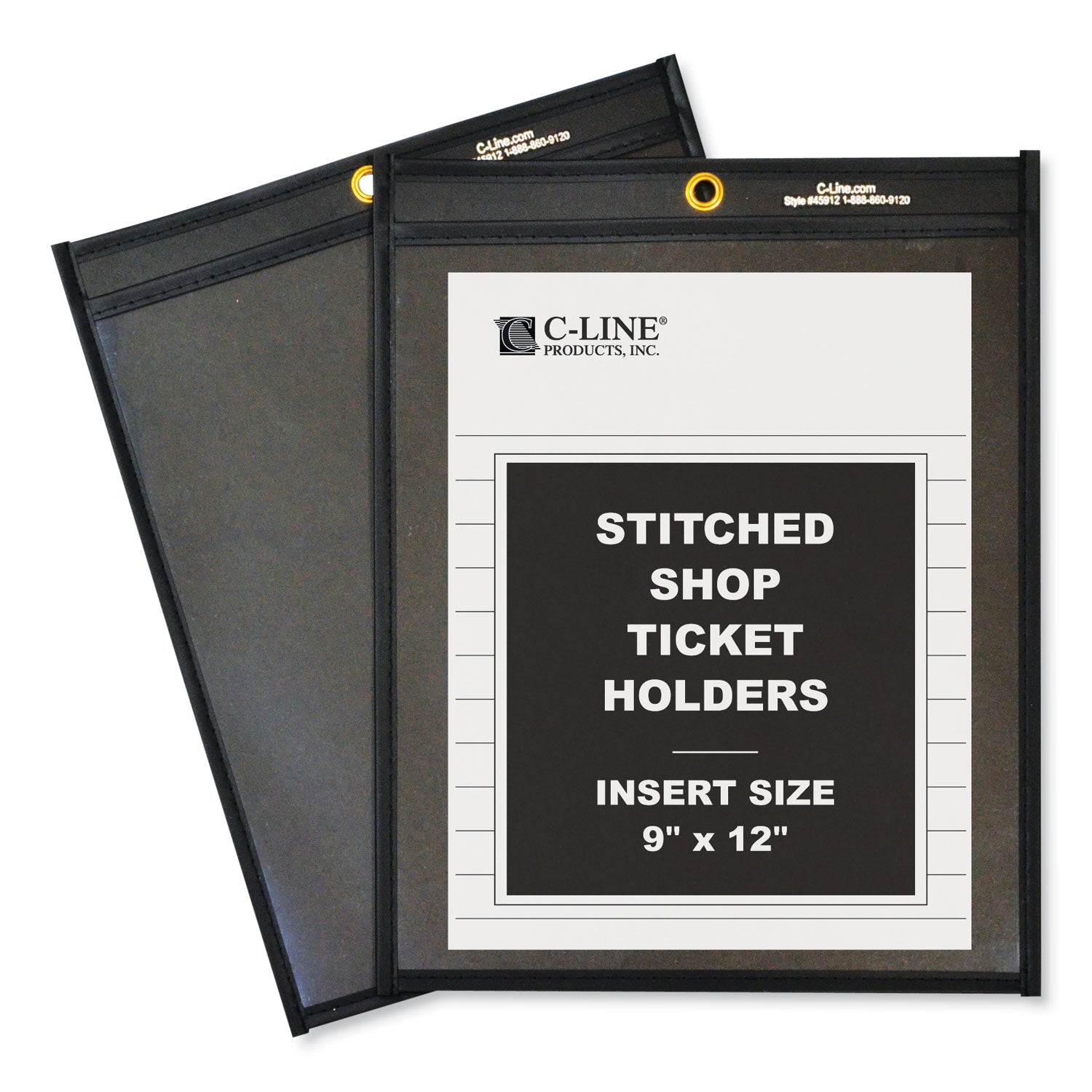 C-Line® Shop Ticket Holders, Stitched, One Side Clear, 75 Sheets, 9 x 12, 25/Box