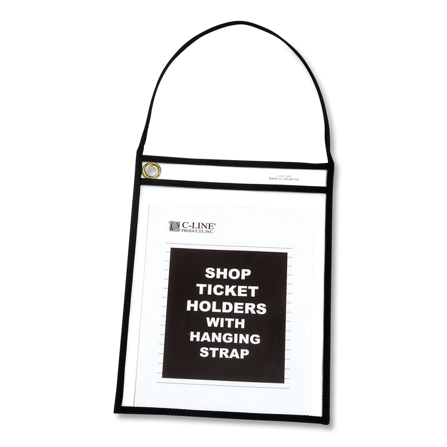 C-Line® 1-Pocket Shop Ticket Holder w/Setrap, Black Stitching, 75-Sheet, 9 x 12, 15/Box