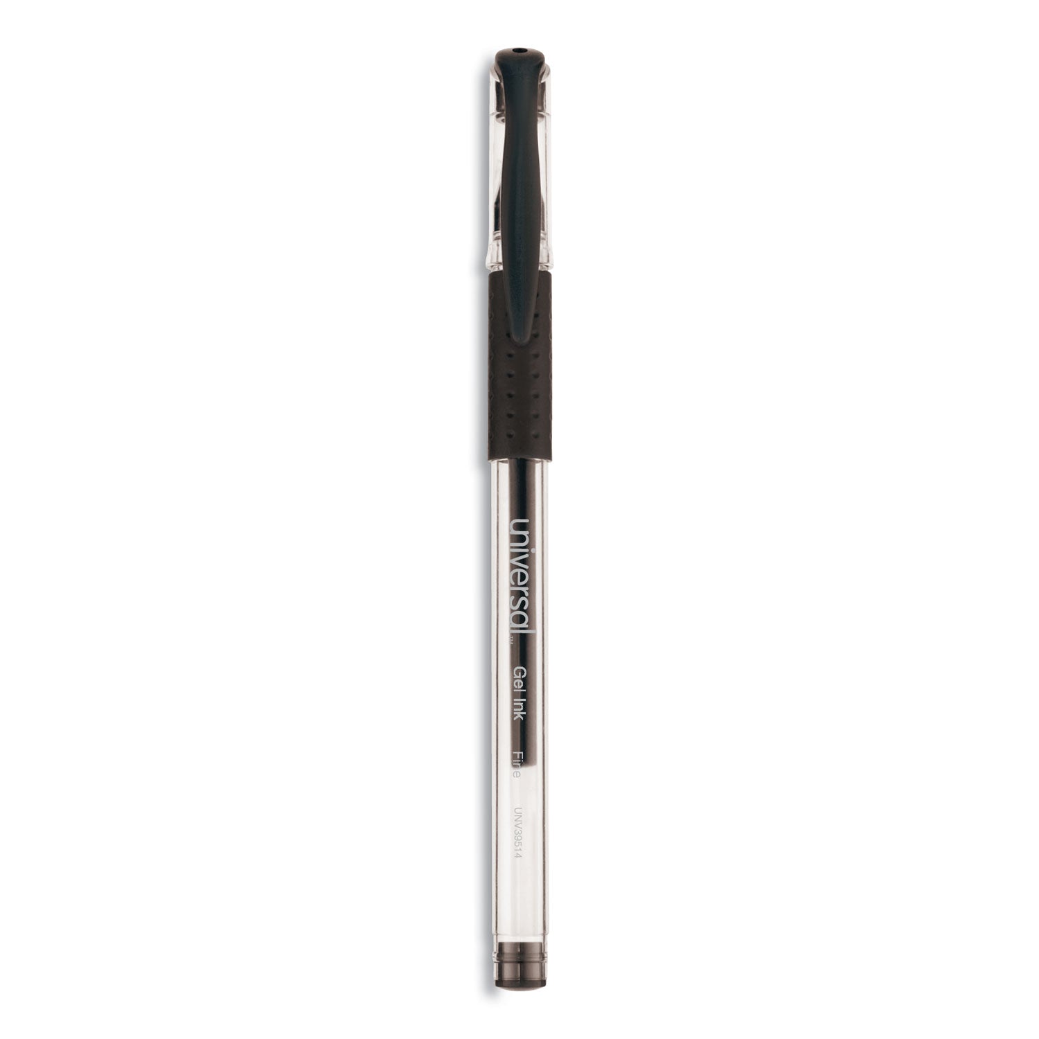 Comfort Grip Gel Pen, Stick, Fine 0.5 mm, Black Ink, Clear/Black Barrel, Dozen