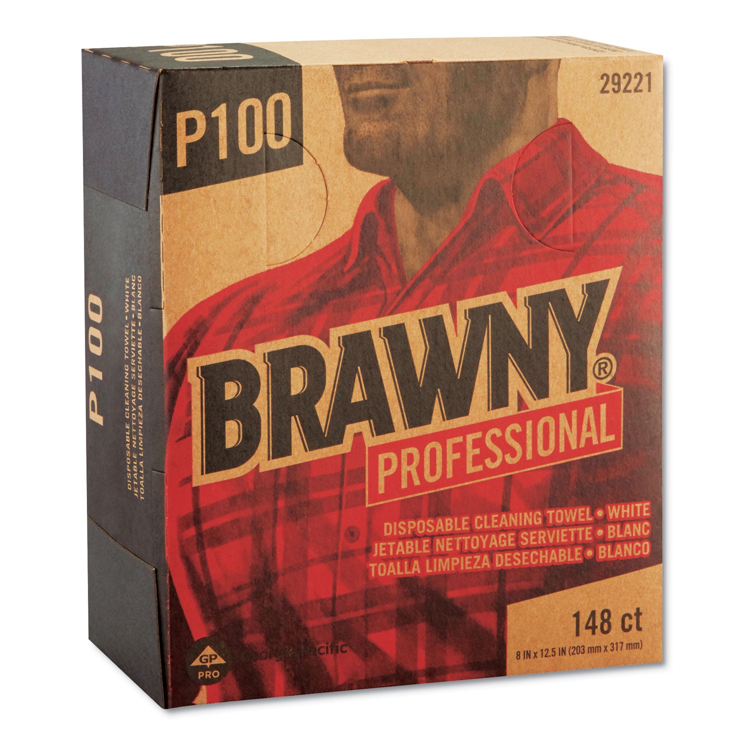 Brawny® Professional Light Duty Paper Wipers, 2-Ply, 8 x 12.5, White, 148/Box, 20 Boxes/Carton